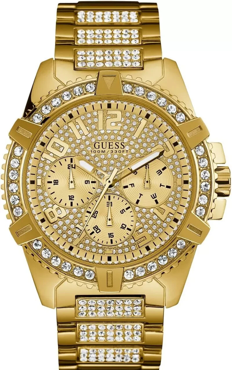 Guess Men's Frontier Quartz Gold Dial Watch - W0799G2 NEW