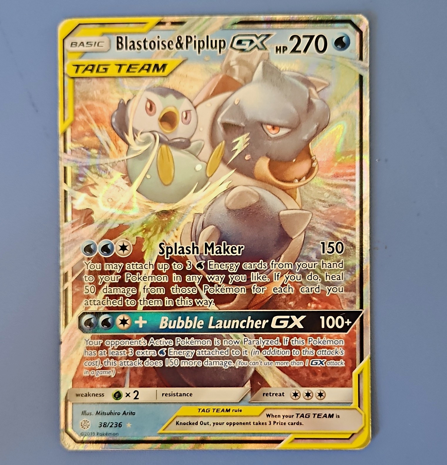 The Pokémon Company Blastoise & Piplup GX 38/236 Cosmic Eclipse Holo UR 270HP