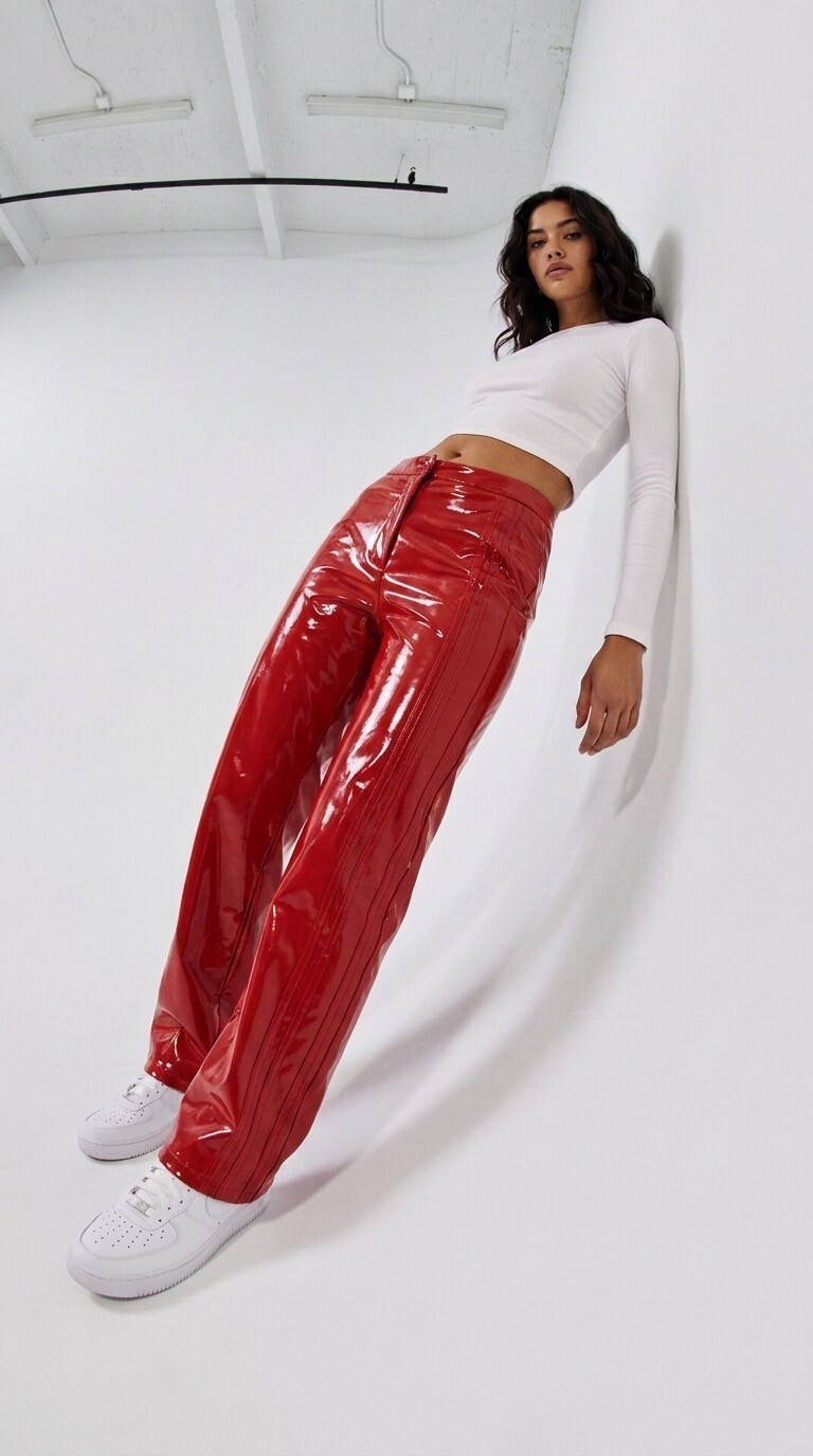 Adidas Ivy Park Red Vinyl Pants Size L