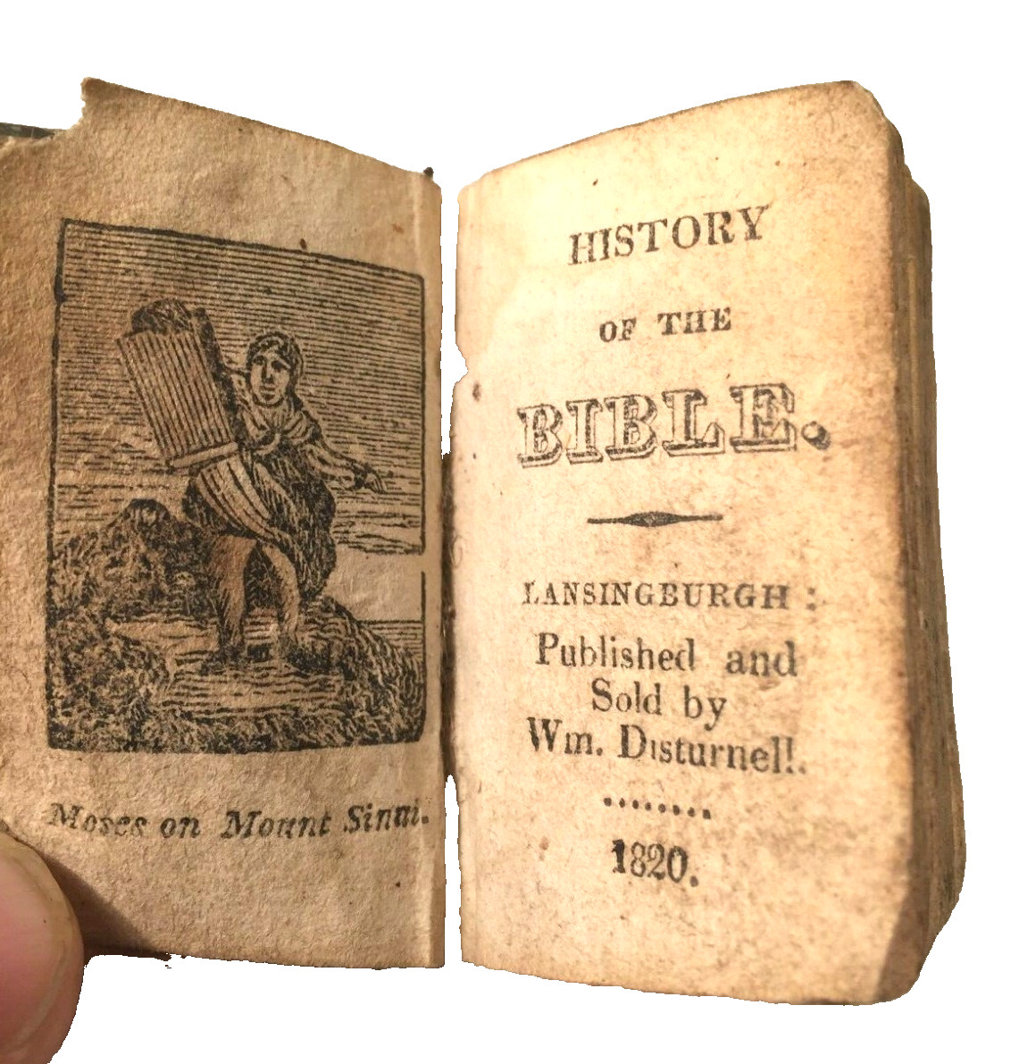 History of the Bible Miniature Book 1820 Lansingburgh NY by William Disturnell