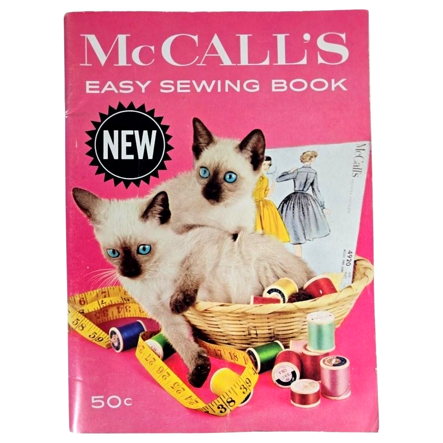 McCall's Easy Sewing Book Pink Cats Softcover McCall Corp Sewing 1960 Vtg MCM