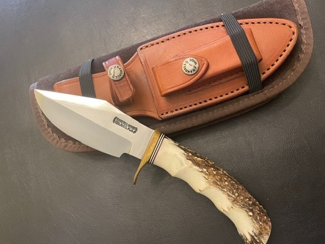 Randall Model 23 Gamemaster Knife Stag Antler Finger Groove & Sheath, Never Used
