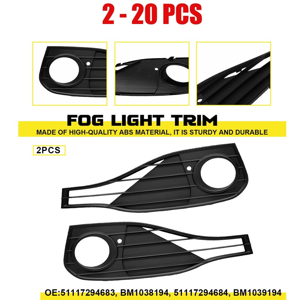 2-20X Front Bumper Insert Fog Light Cover Black Fit BMW 2014-16 428i xDrive Base