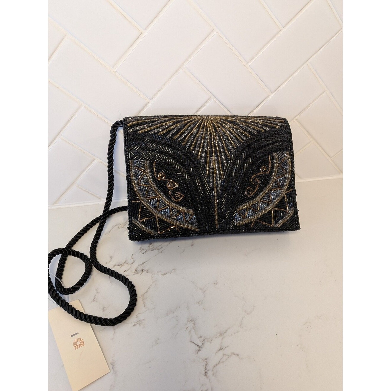NWT Vintage Art Deco Satin Shoulder Bag Gatsby Roaring 20\'s Old Hollywood Glam
