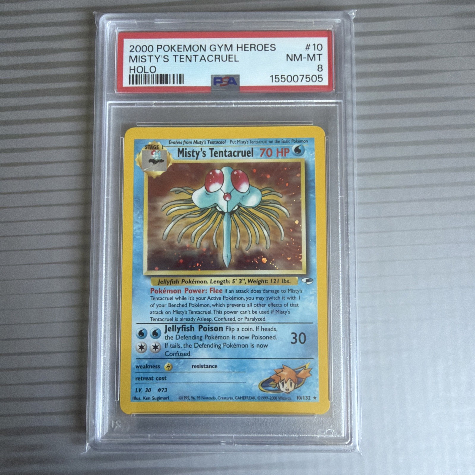 2000 POKEMON GYM HEROES MISTY\'S TENTACRUEL #10/132 HOLO 1ST ED PSA 8