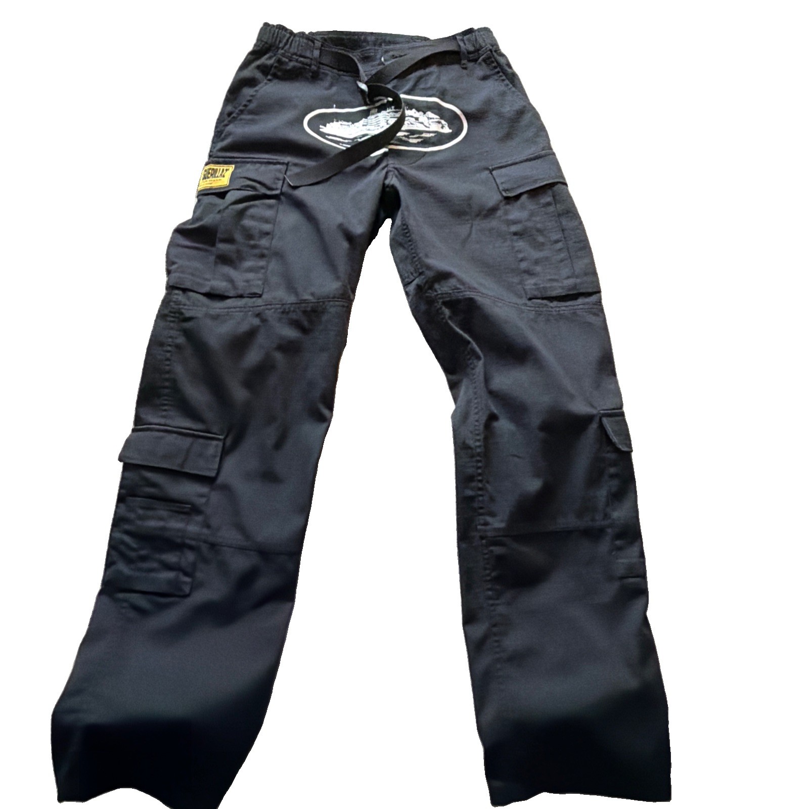 Corteiz RTW Guerillaz Cargo Pants Black Ripstop Alcatraz Logo Mens Sz S