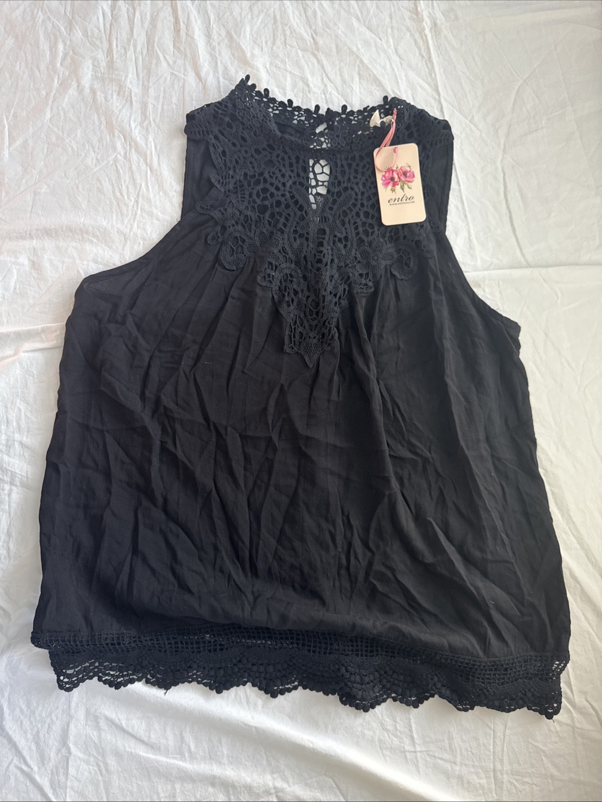 Entro Women’s Beautiful Black Top Sz large 433 Entro Women’s Beautiful Black Top Sz large 433