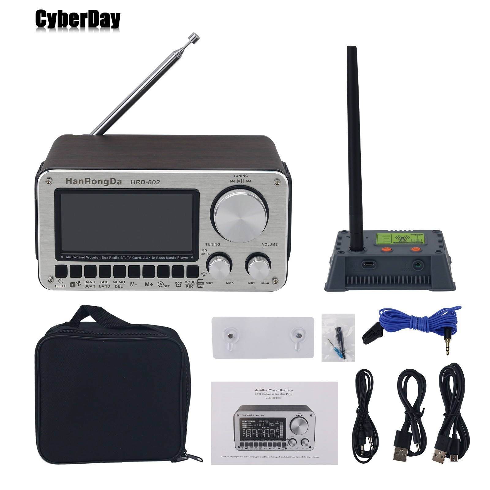 Retro Smart Wooden Full Band Radio Receiver FM/MW/SW/VHF/UHF/AIR/WB RX BT5.2