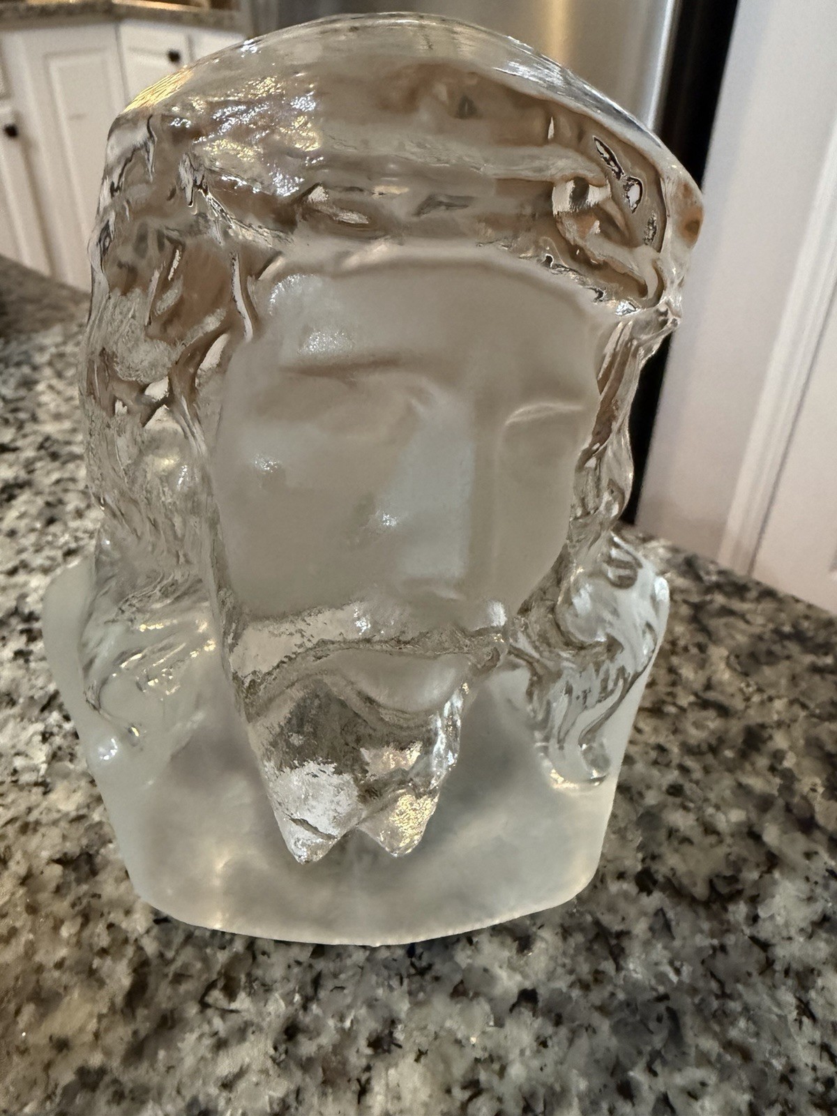 Vintage Viking Clear Glass Jesus Christ Book End Paperweight 6 by 5 inches Vintage Viking Clear Glass Jesus Christ Book End Paperweight 6 by 5 inches