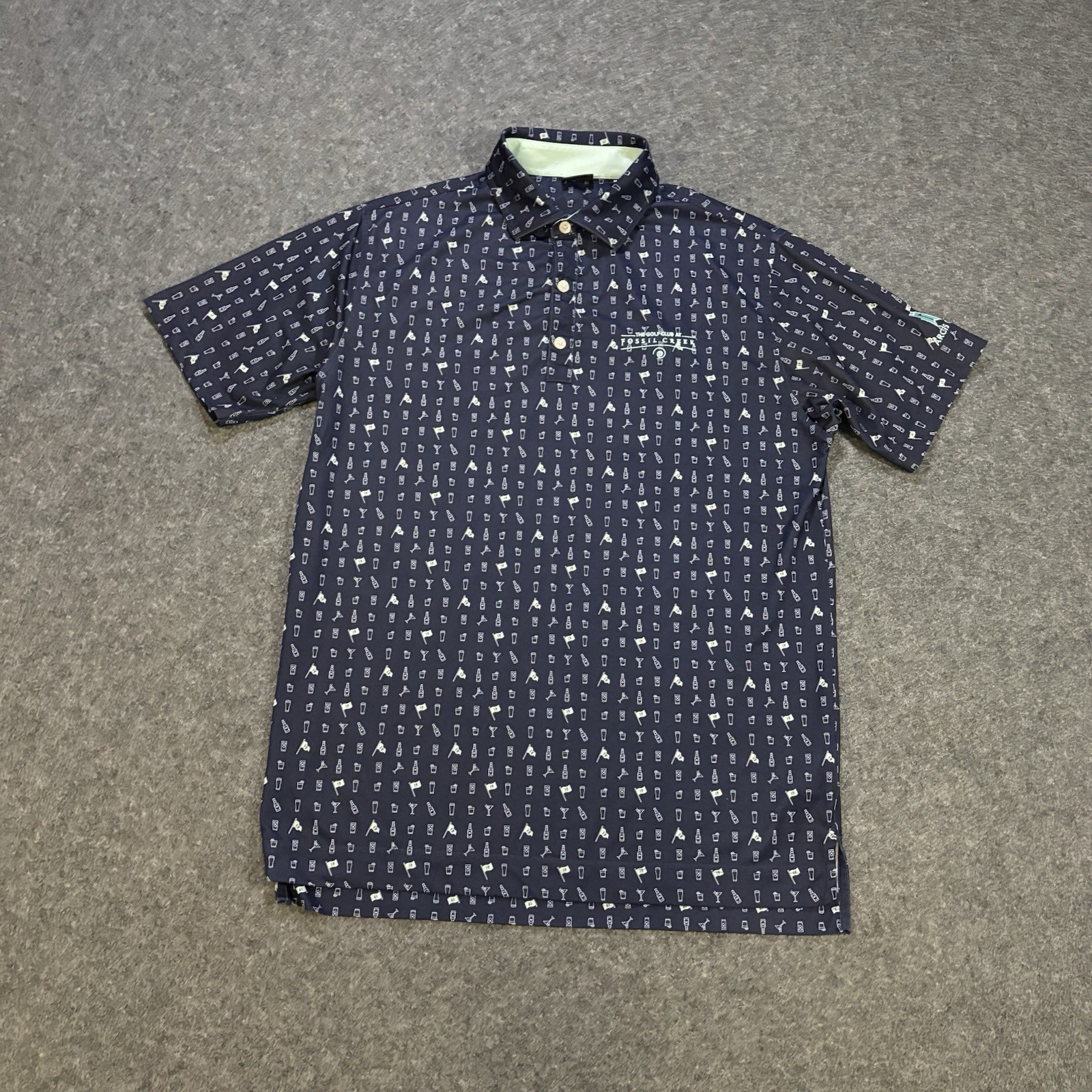 FootJoy Polo Shirt Mens Medium Graphic Print Golf Performance Stretch Cocktail