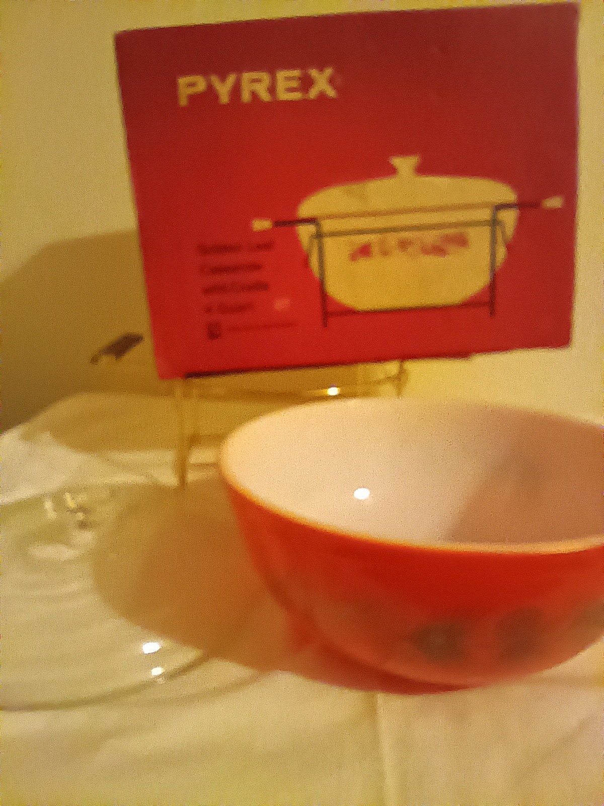 1960 Pyrex Golden Leaf Casserole, Lid, Cradle.  Original Box  New Never Used