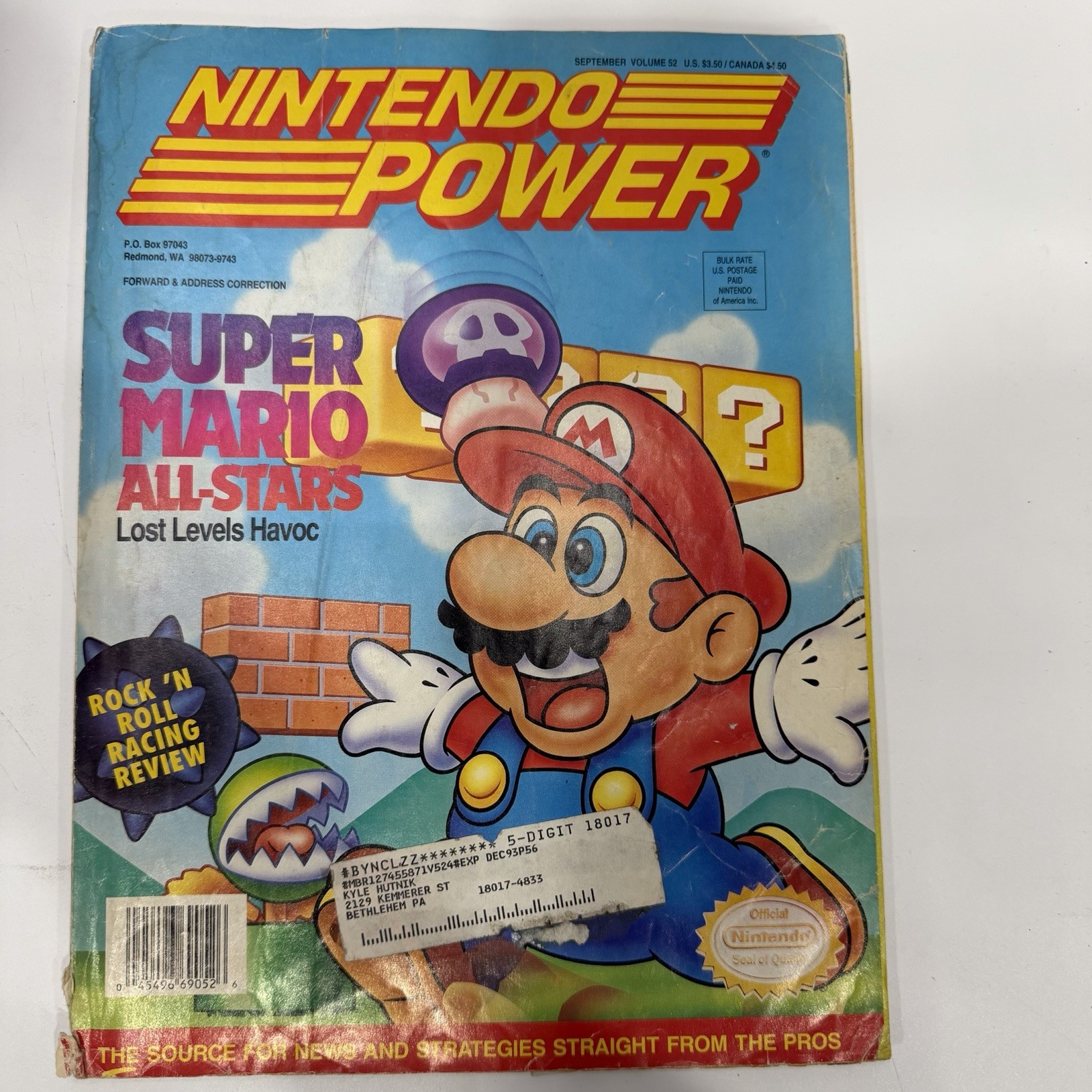 Nintendo Power Magazine Volume 52 Super Mario All Stars With Cards. No Poster ✌️