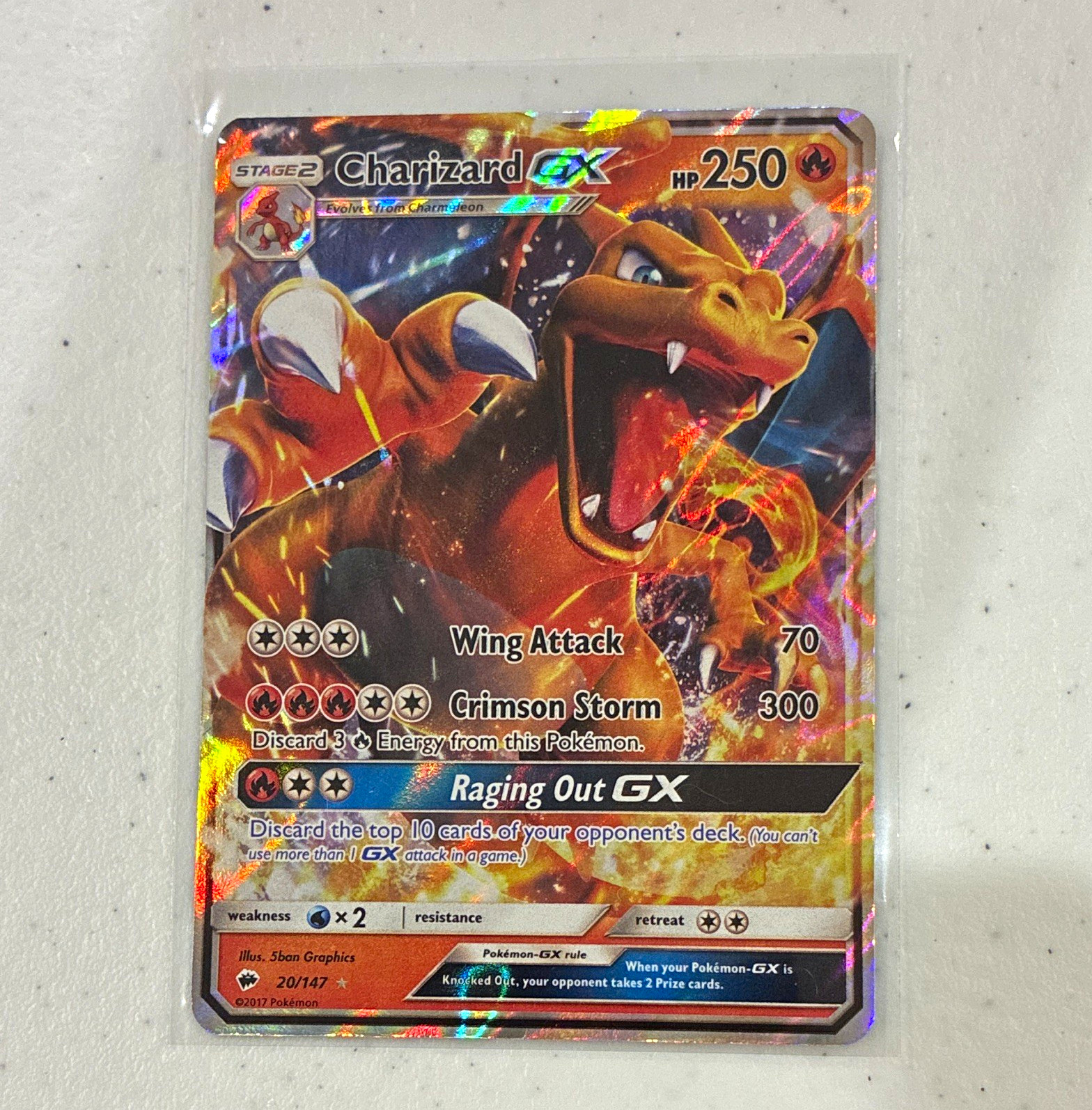 Pokemon TCG Charizard GX 20/147 Burning Shadows FA Holo ENG 2017