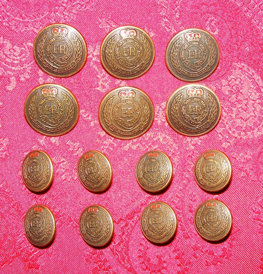 BRITISH ARMY ROYAL ENGINEERS ER OUEEN ELIZABETH REPLACEMENT DB BLAZER BUTTON SET