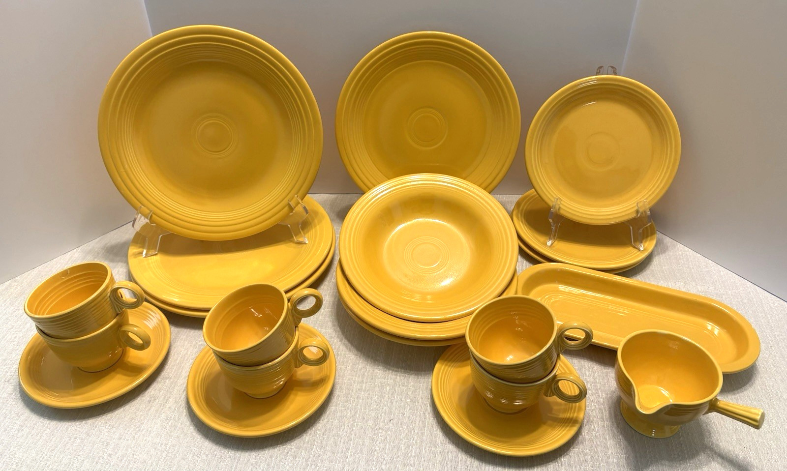 MCM Genuine Homer Laughlin Fiesta Yellow 21-Pc Mixed Lot (1930s-1969 production)