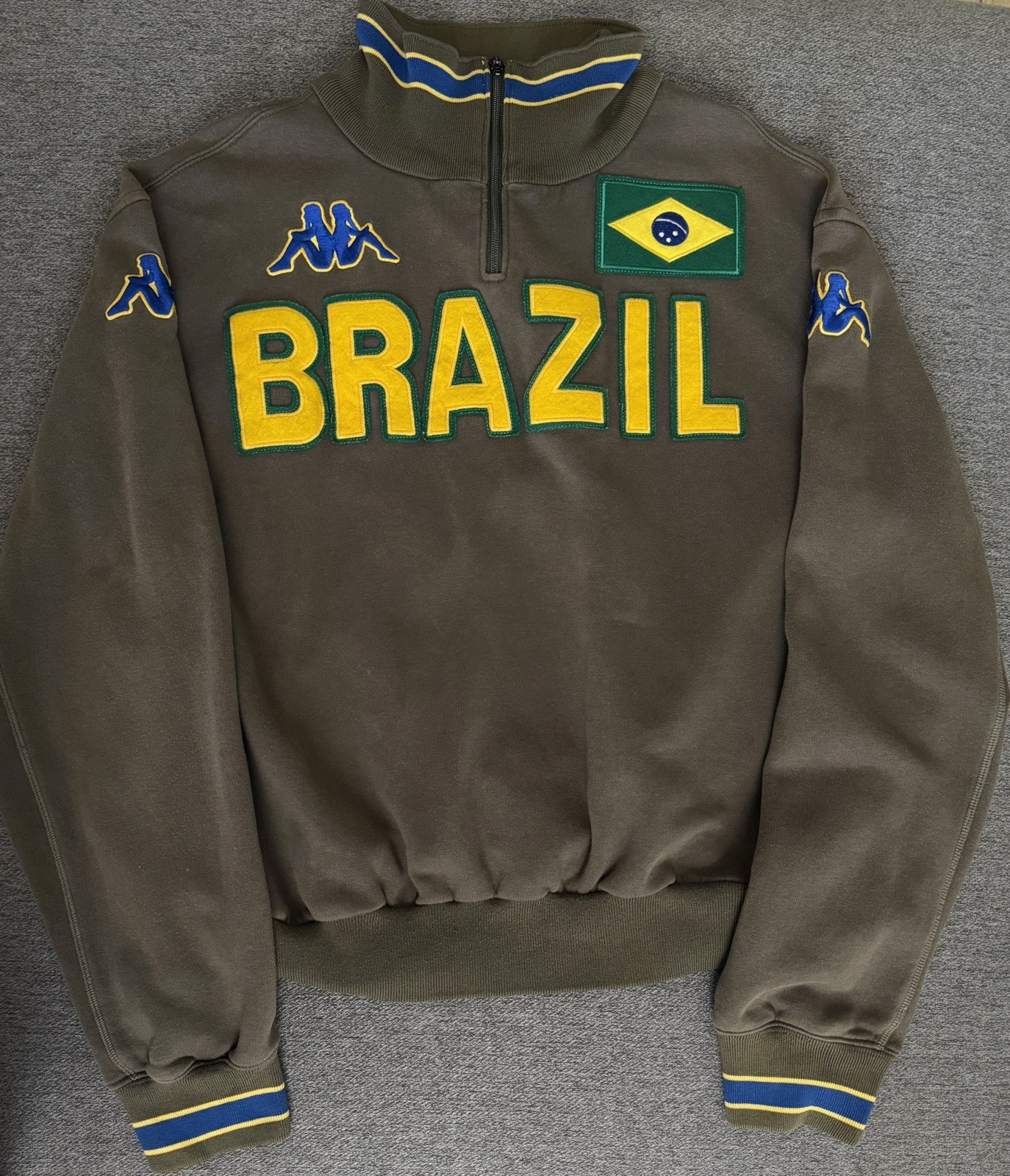 Kappa Vintage Brazil Green Pullover Sweatshirt Size Large 