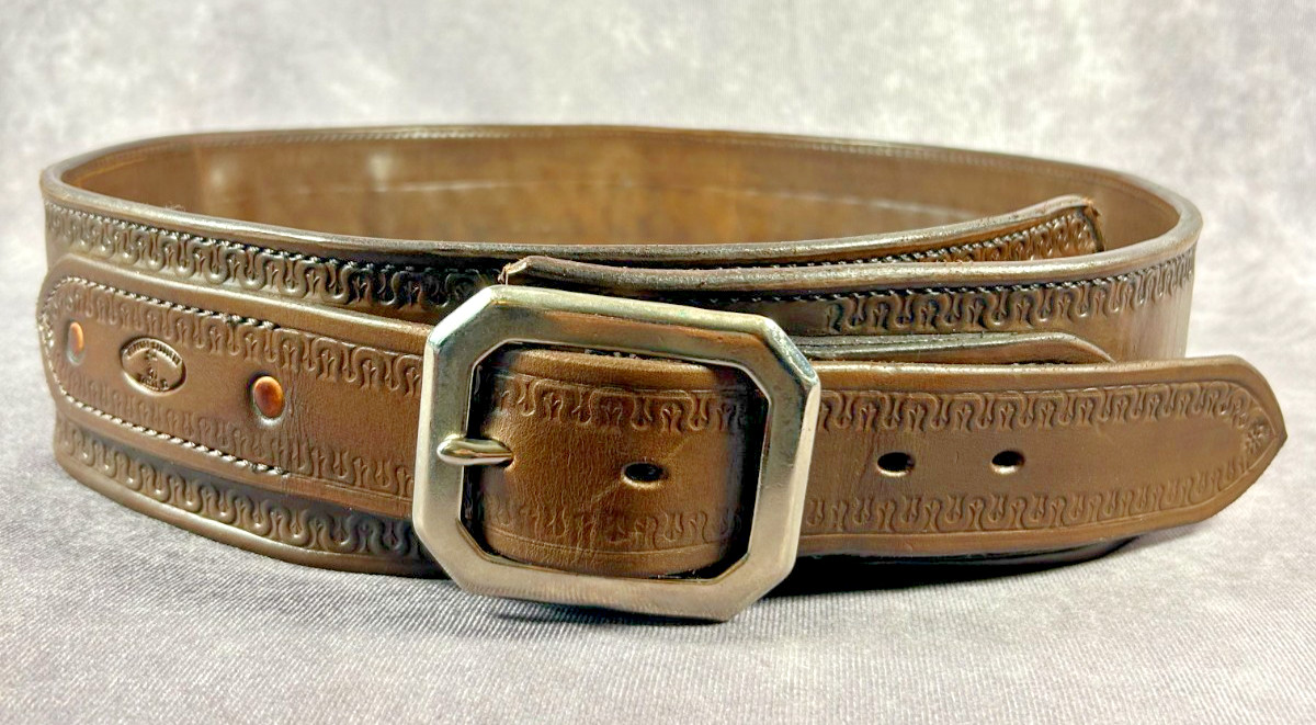 Elkhorn Saddlery Tucson AZ Tooled Leather Cartridge Belt Heavy Duty Western USA