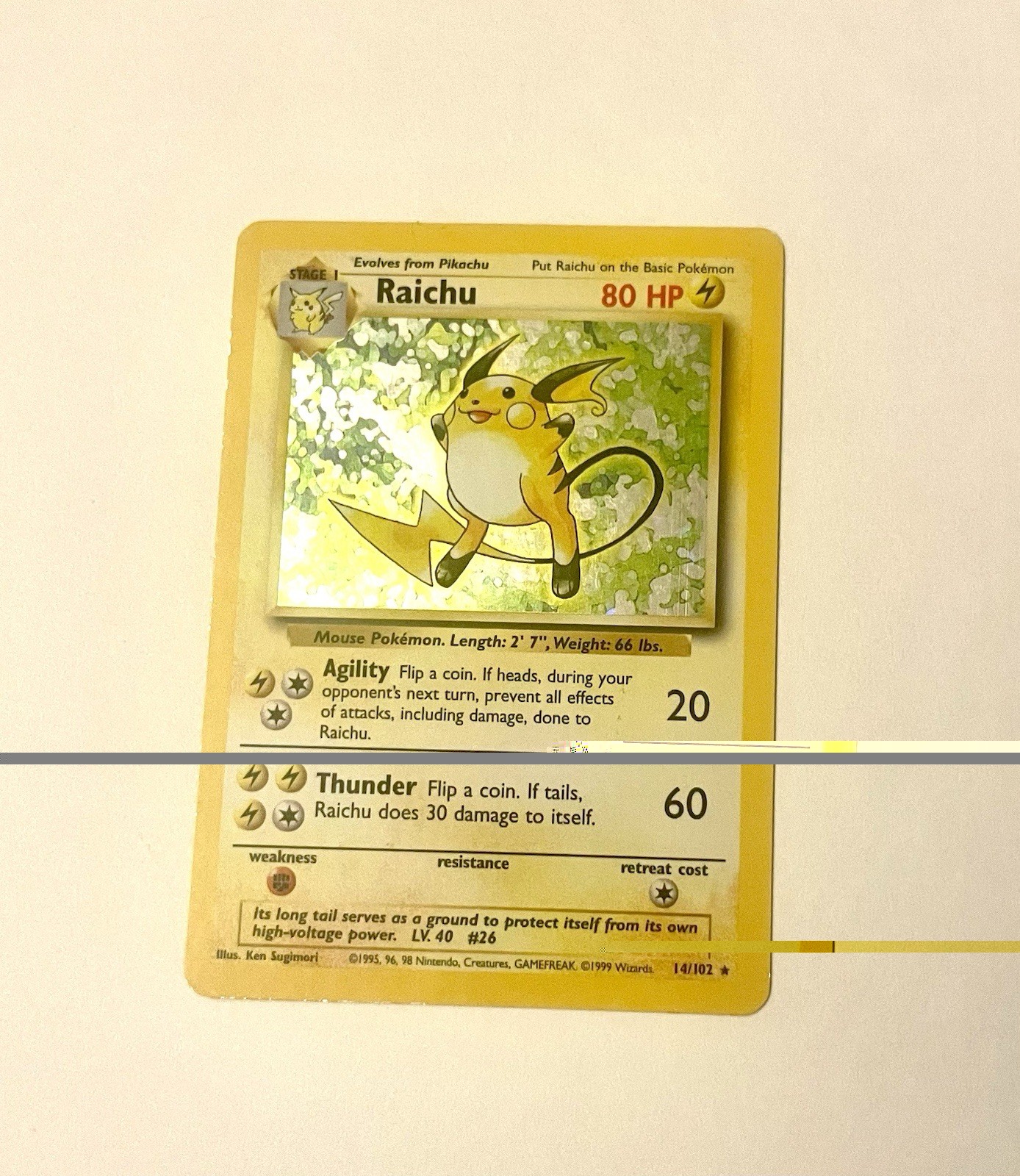 Pokemon TCG Raichu Base Set 14/102 Holo Rare 1999 WOTC English Pokemon TCG Raichu Base Set 14/102 Holo Rare 1999 WOTC English