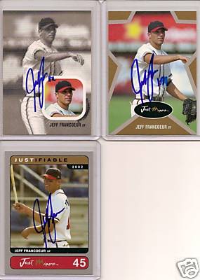 JEFF FRANCOEUR NEW YORK METS SIGNED 2002 JUST ROOKIES JEFF FRANCOEUR NEW YORK METS SIGNED 2002 JUST ROOKIES