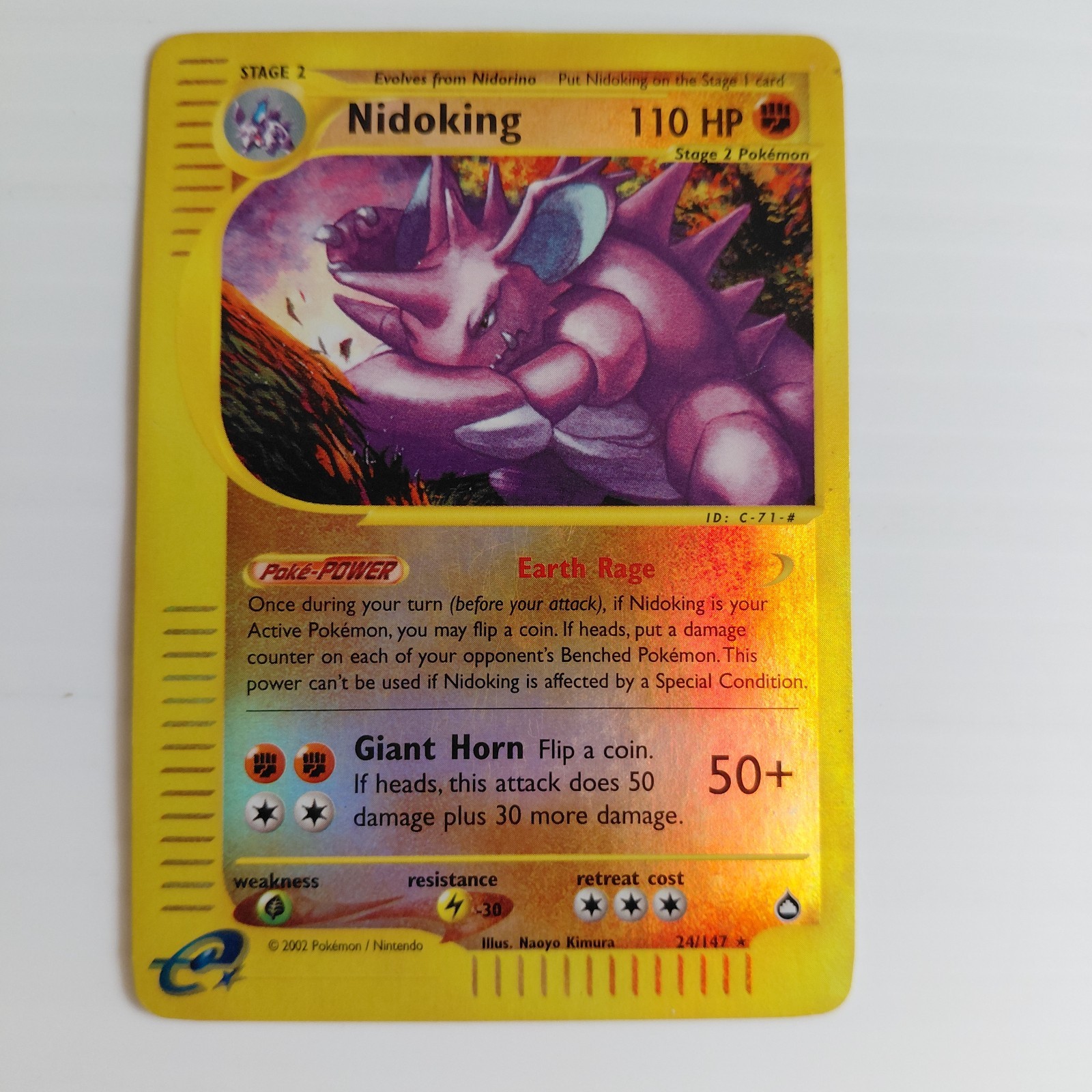 Pokemon TCG Aquapolis Rare Reverse Holo: Nidoking 24/147