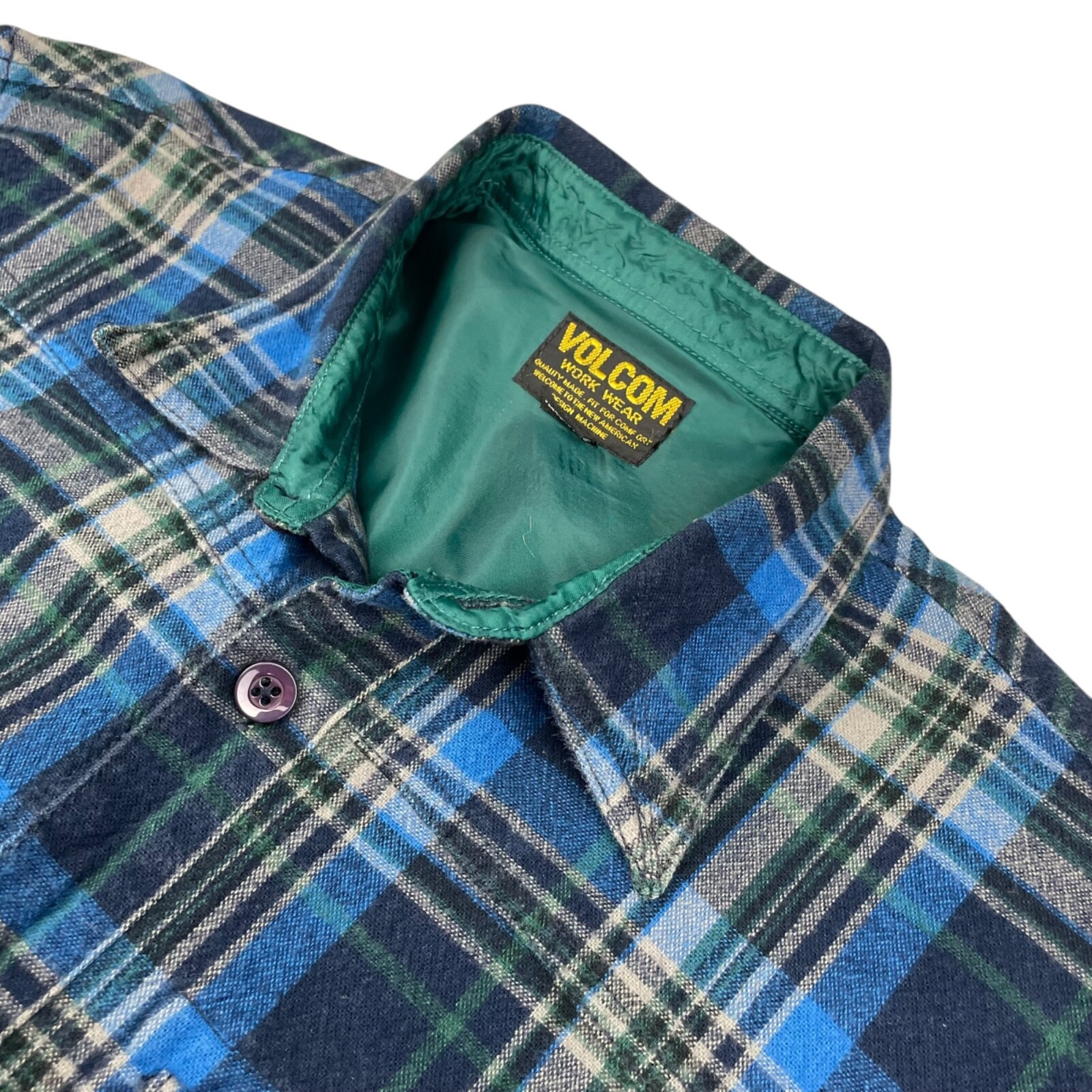 VTG Volcom Men\'s Flannel Work Shirt Blue/Green/Gray Plaid • Medium VTG Volcom Men\'s Flannel Work Shirt Blue/Green/Gray Plaid • Medium