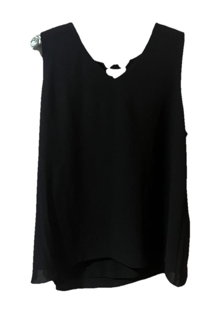 Women\'s Cato  Black Sleeveless V-neck Sheer Pullover Blouse Sz Lg NWT