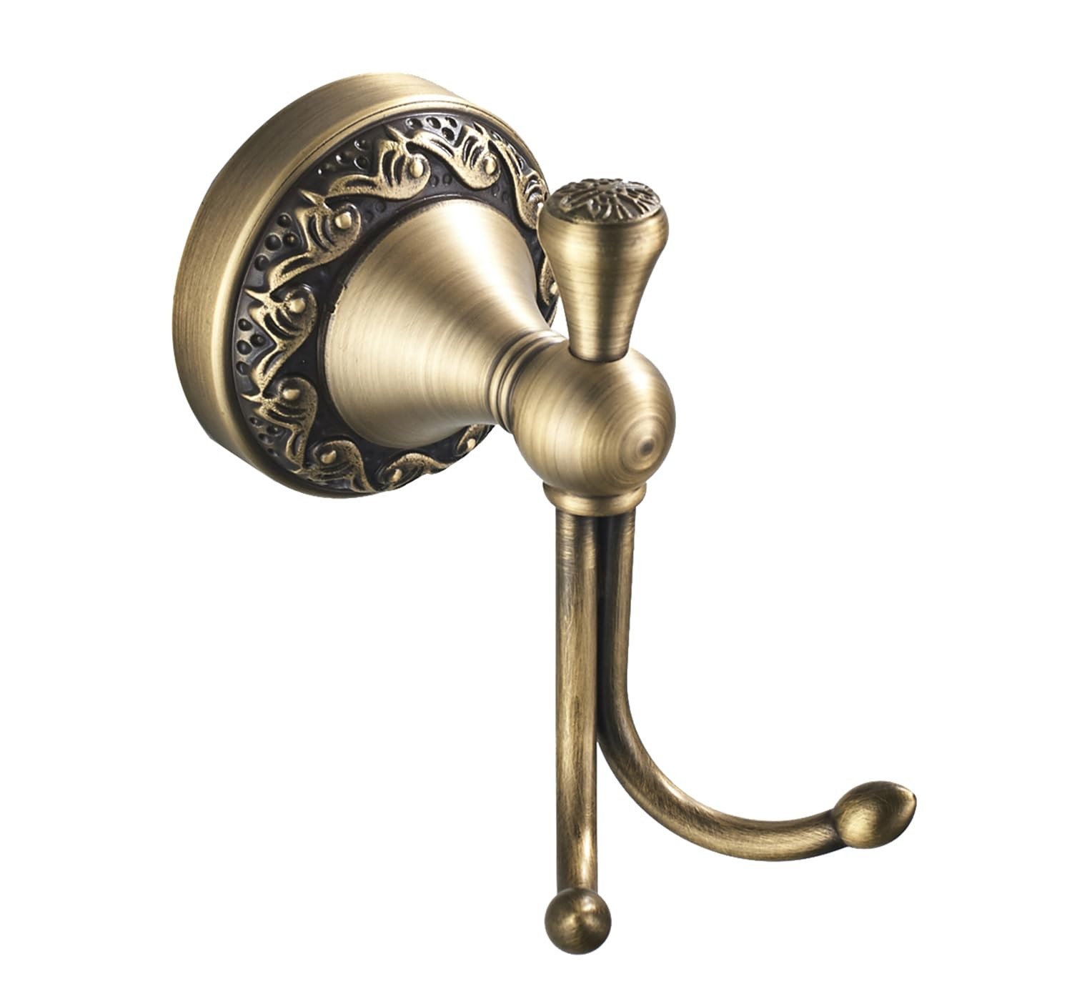 Wall Hook Antique Brass Exquisite Pattern Carving Double Hook Design Coat Tow...