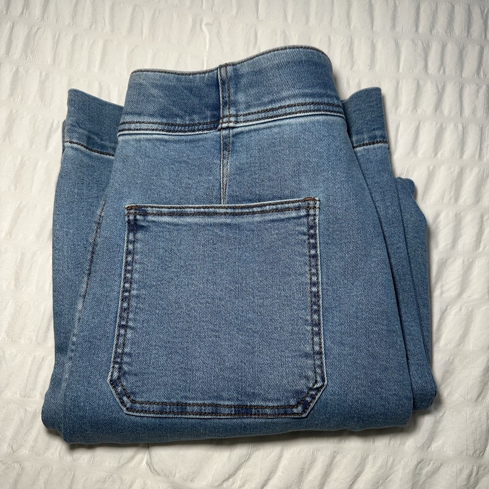 Farmers Market Patch Pocket Wide Leg Jeans Women 14 Light Wash High Rise