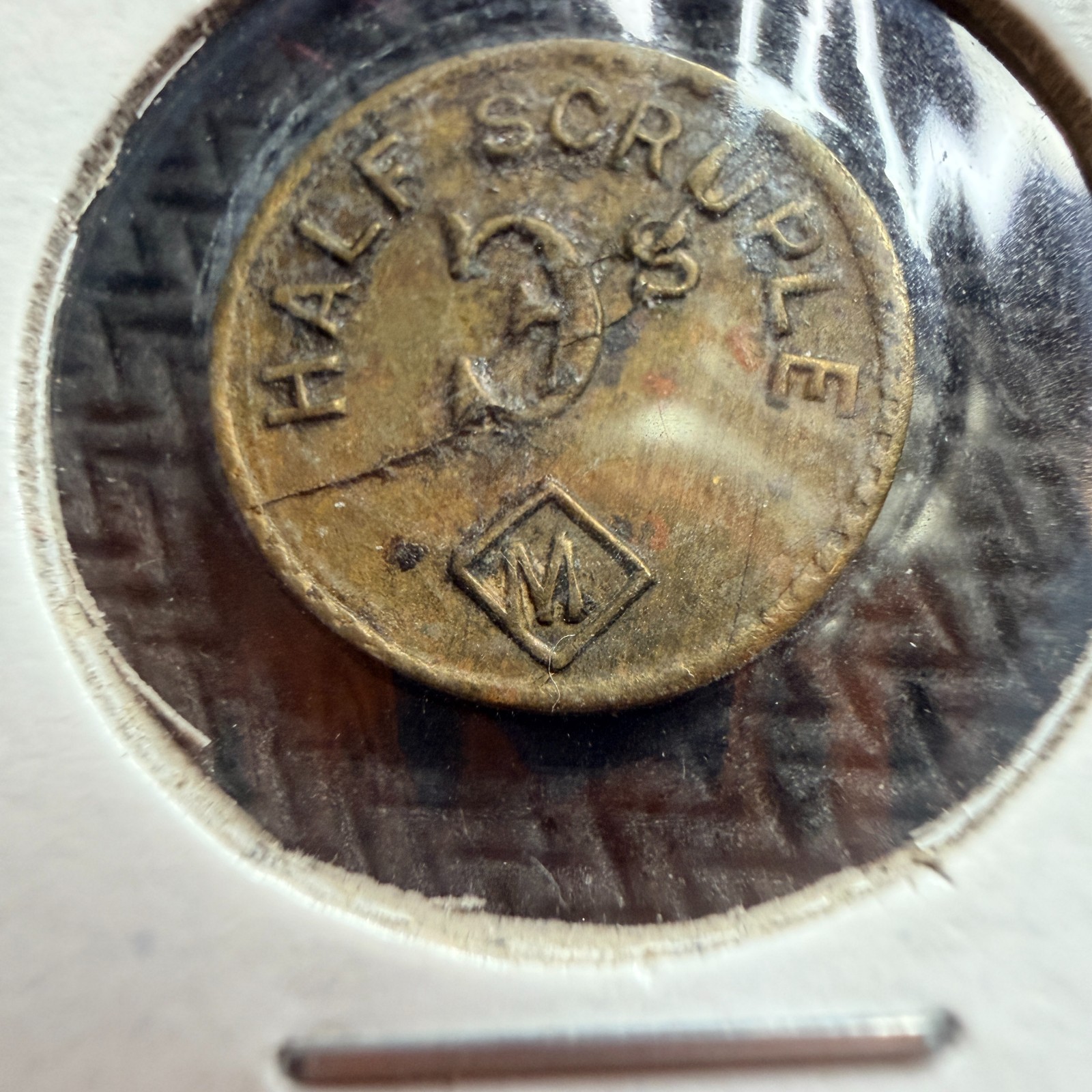 1870s-80s John M Maris Co. Apothecary Weight 1/2 HALF SCRUPLE