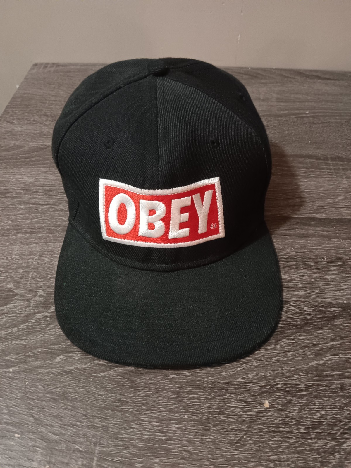Obey Snapback Hat OSFA Black Embroidered Adjustable Red Box Logo Streetwear