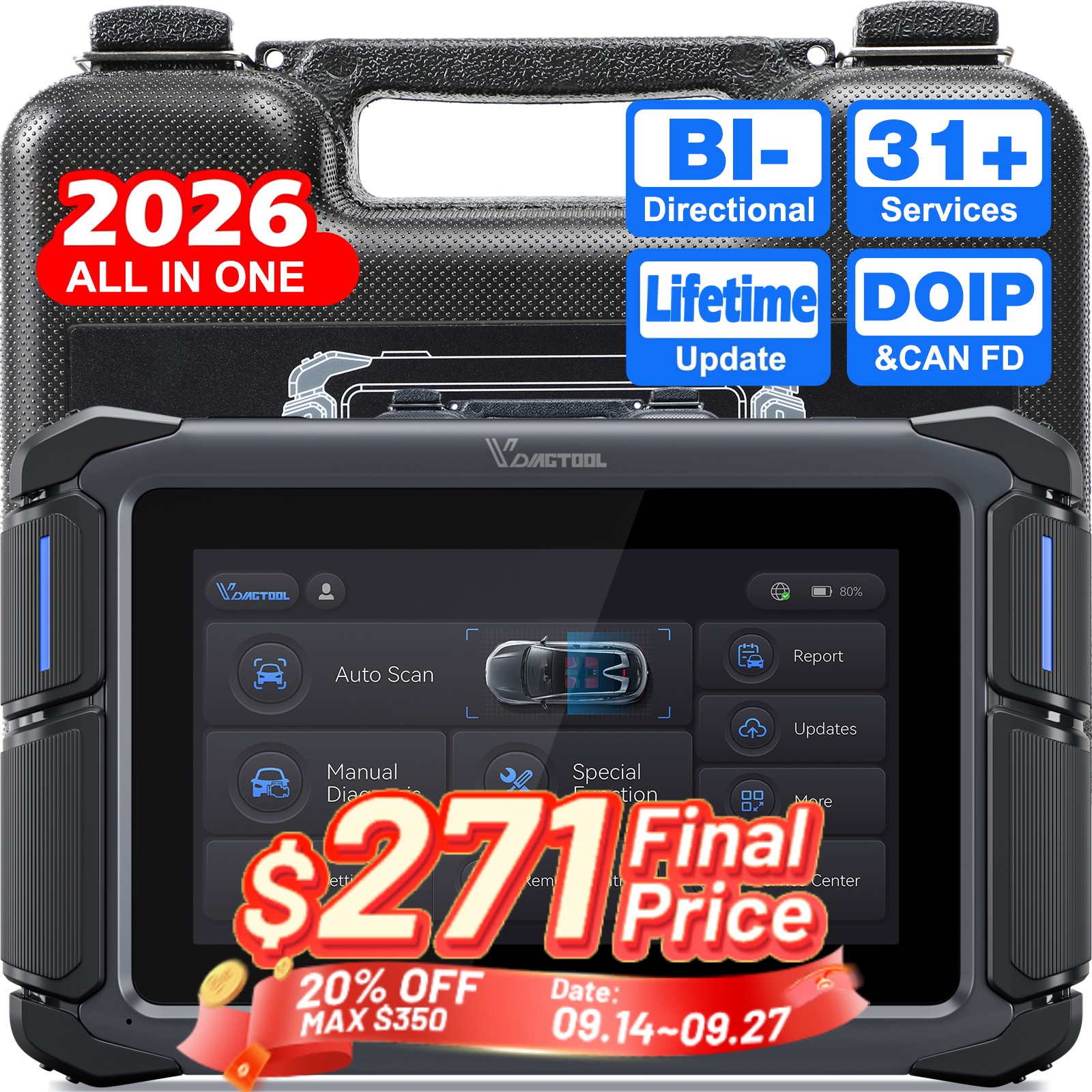 2026 VDIAGTOOL VD70Lite OBD2 Scanner All System Diagnostic Scan Tool Free Update
