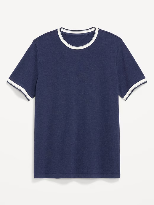 OLD NAVY Men's Crew Neck Trim Ringer Pique T-Shirt Tee NWT, Many colors & Sizes