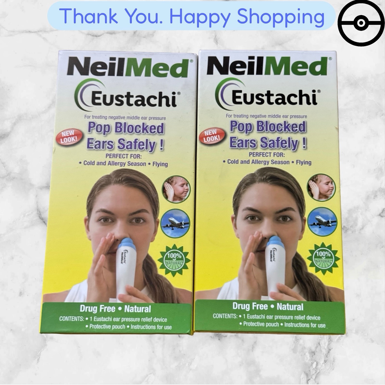 2 PACK NEILMED EUSTACHI EAR PRESSURE TREATMENT POP BLOCKED EARS FOR COLD ALLERGY