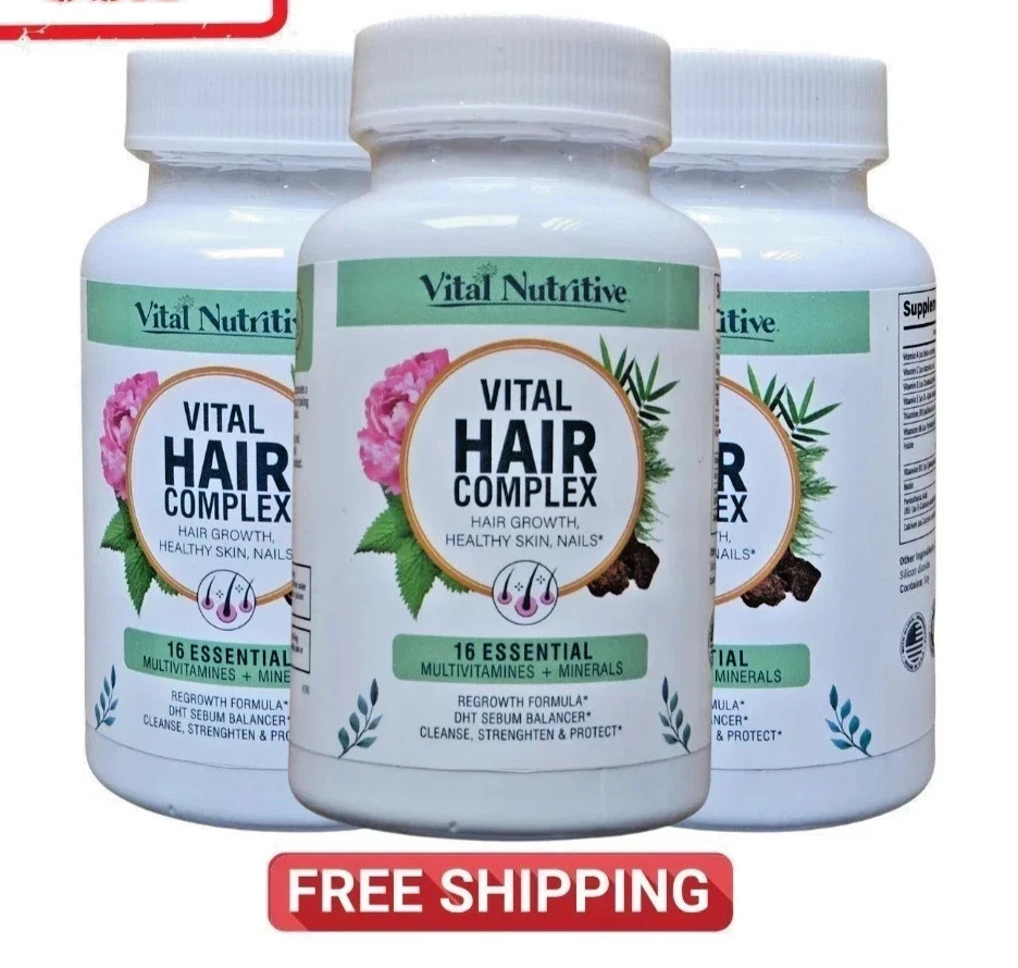 3 Pack of Vital Hair Complex Hair Growth Vitamins for Women & Men Biotin