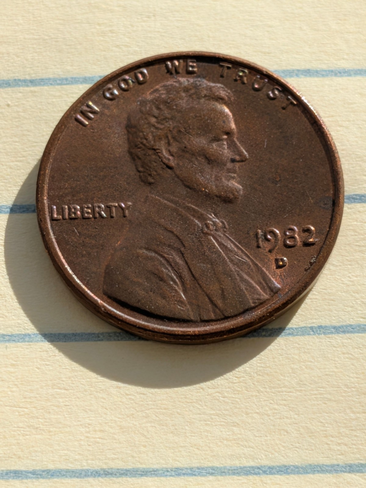 1982 D Penny Great detail, Errors on Obverse and Reverse. Real nice coin