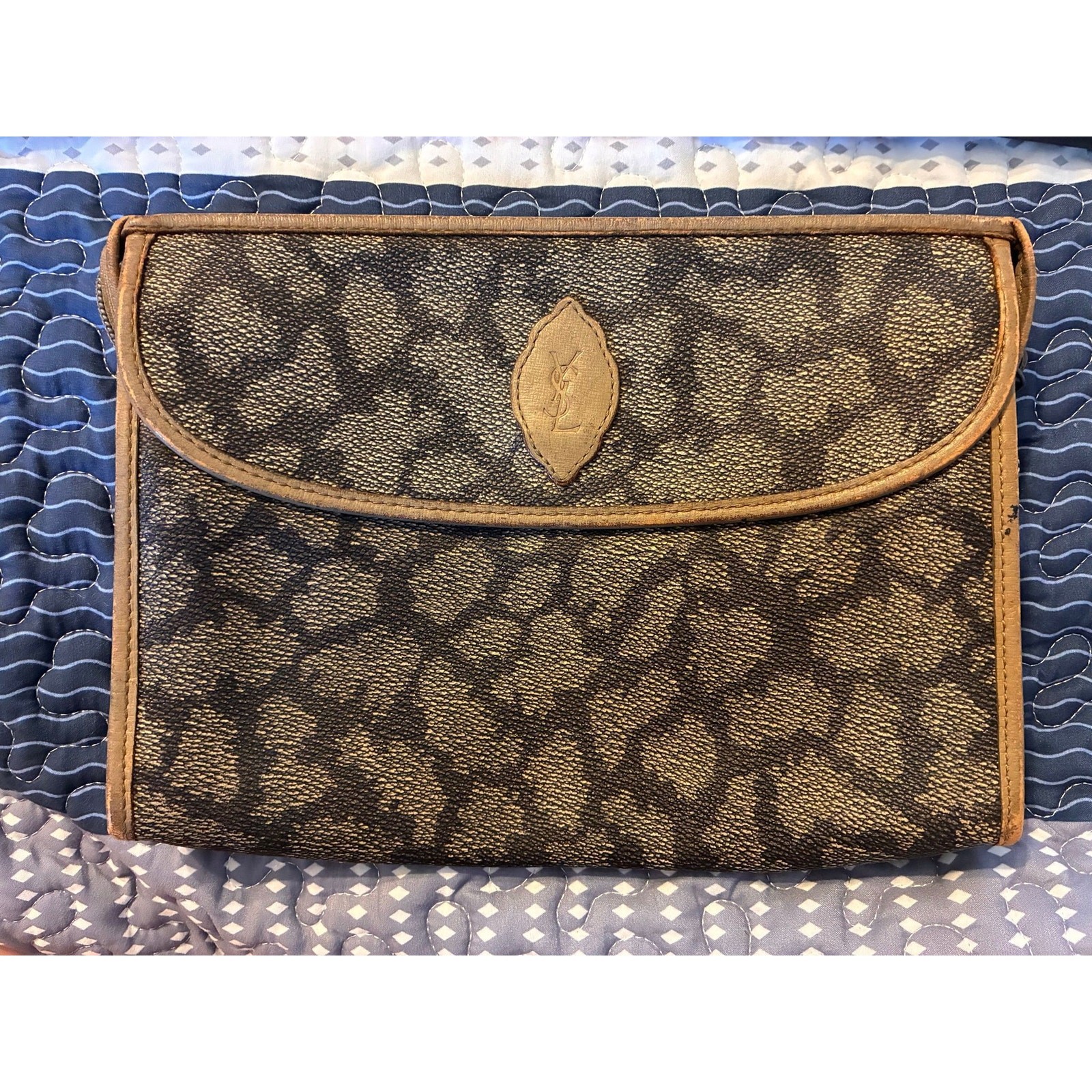 Vintage YSL Monogram Canvas Clutch / Wallet
