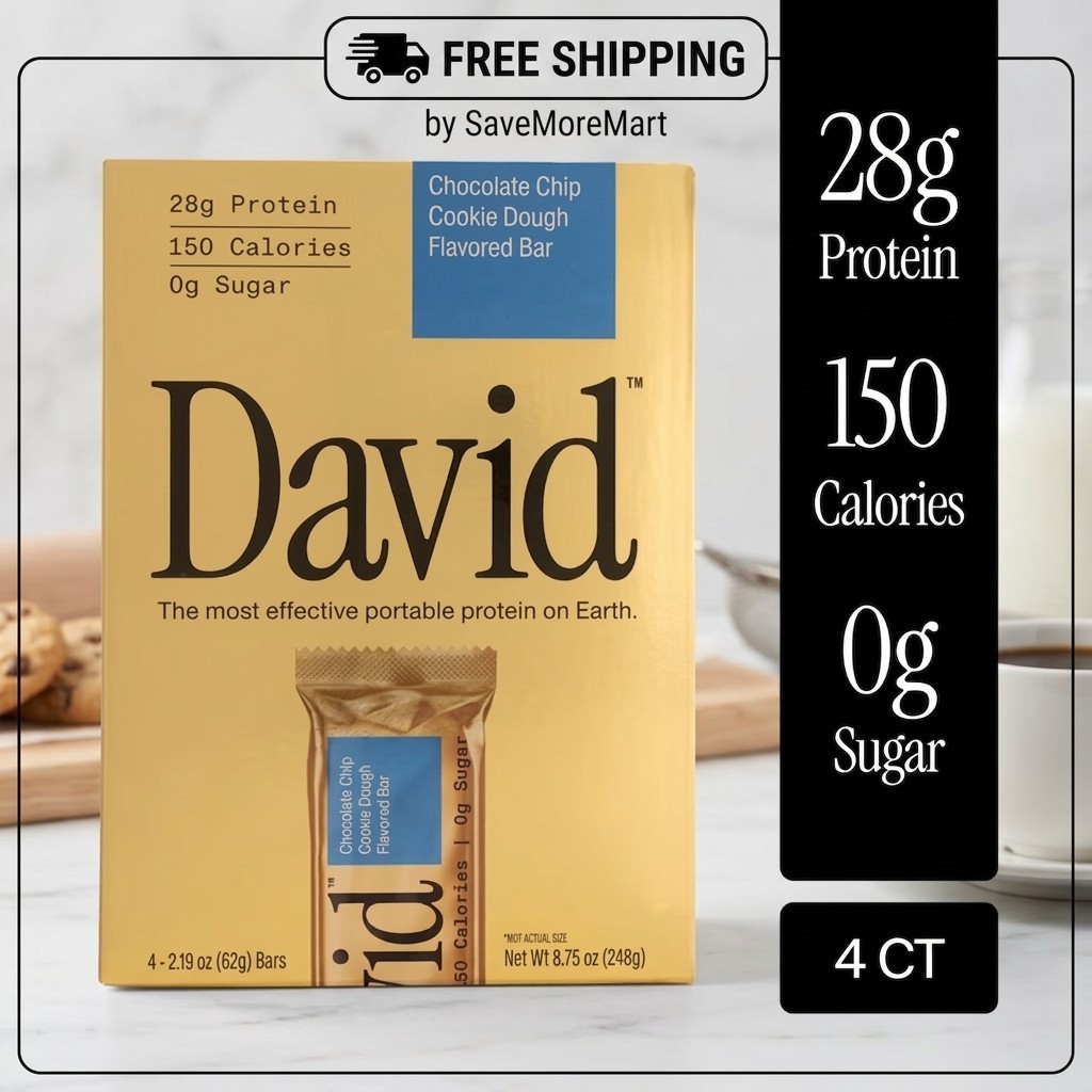 David High Protein Bars, Chocolate Chip Cookie Dough - 28g Protein. ,.