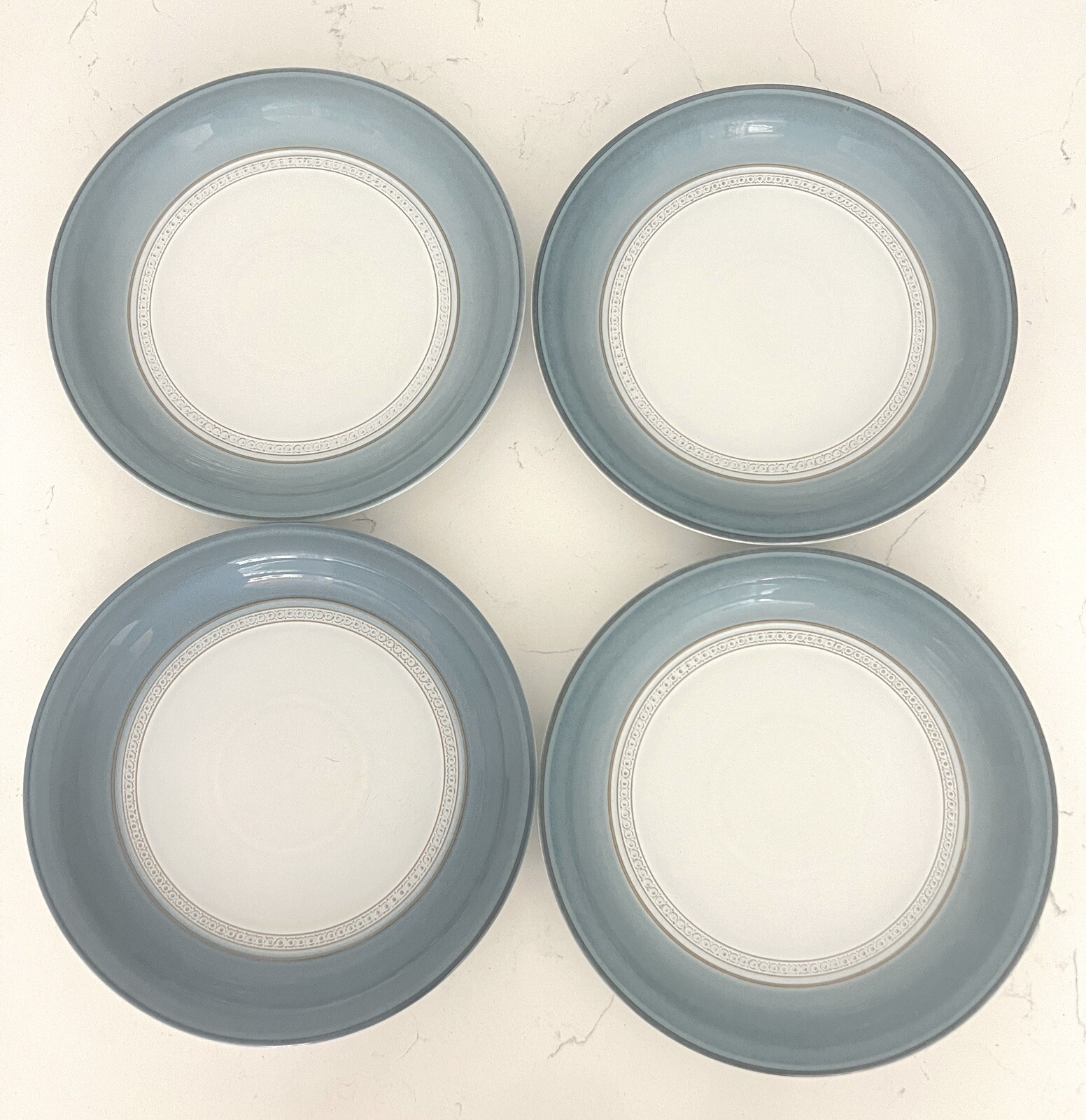 Denby Castile Blue Set of 4 Dinner Plates 10 3/4” Vintage English Stoneware