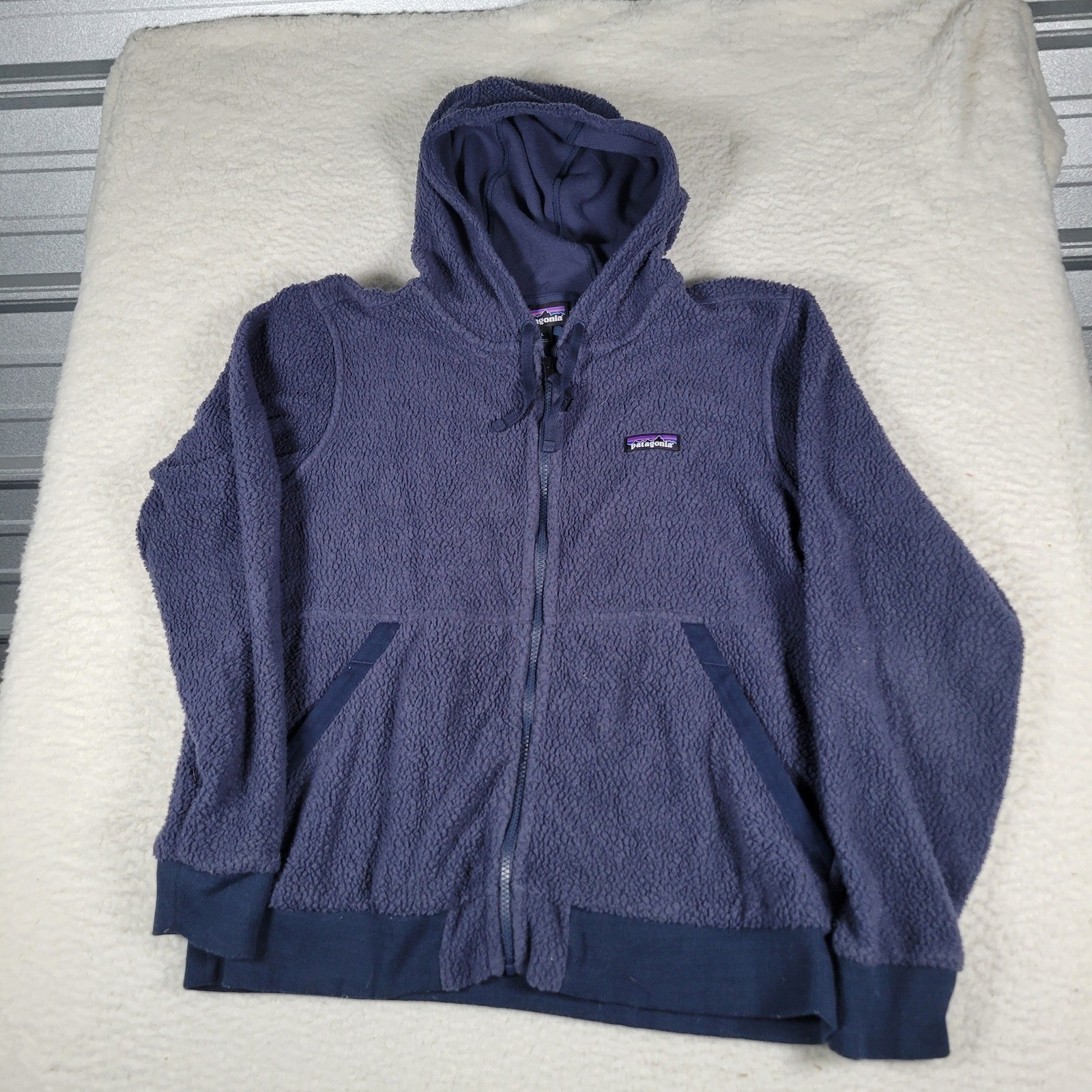 Patagonia Los Gatos Fleece Jacket Womens L Navy Full Zip Hooded 26135 FA22