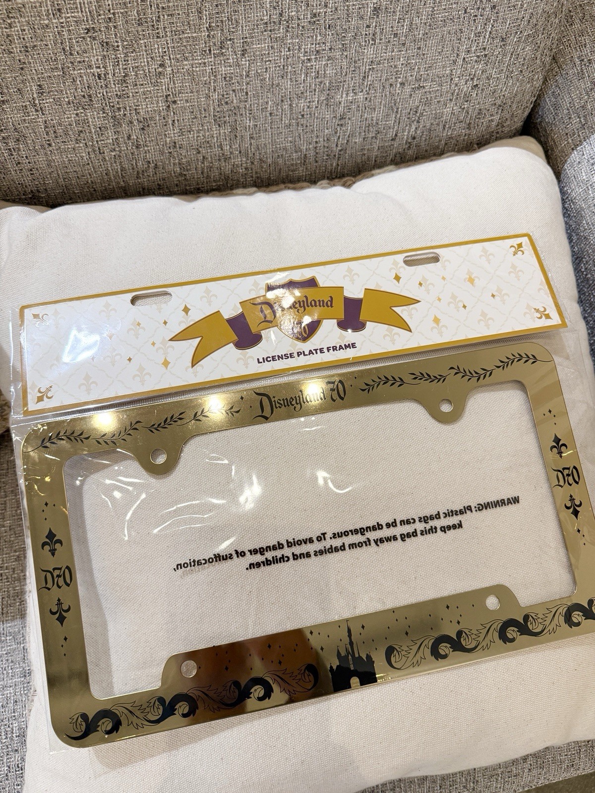 2026 Disneyland Resort 70th Anniversary Metal Gold Color License Plate Frame New