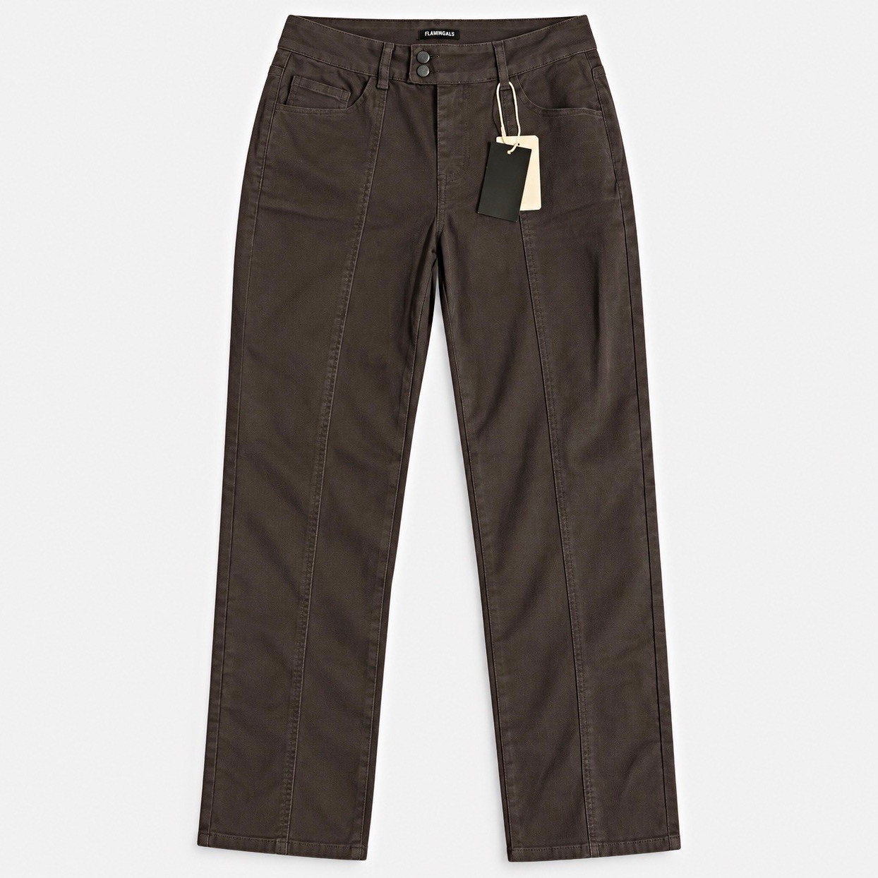 NWT Flamingals Women’s Straight Leg Pants Size S Charcoal Gray Stretch 266970