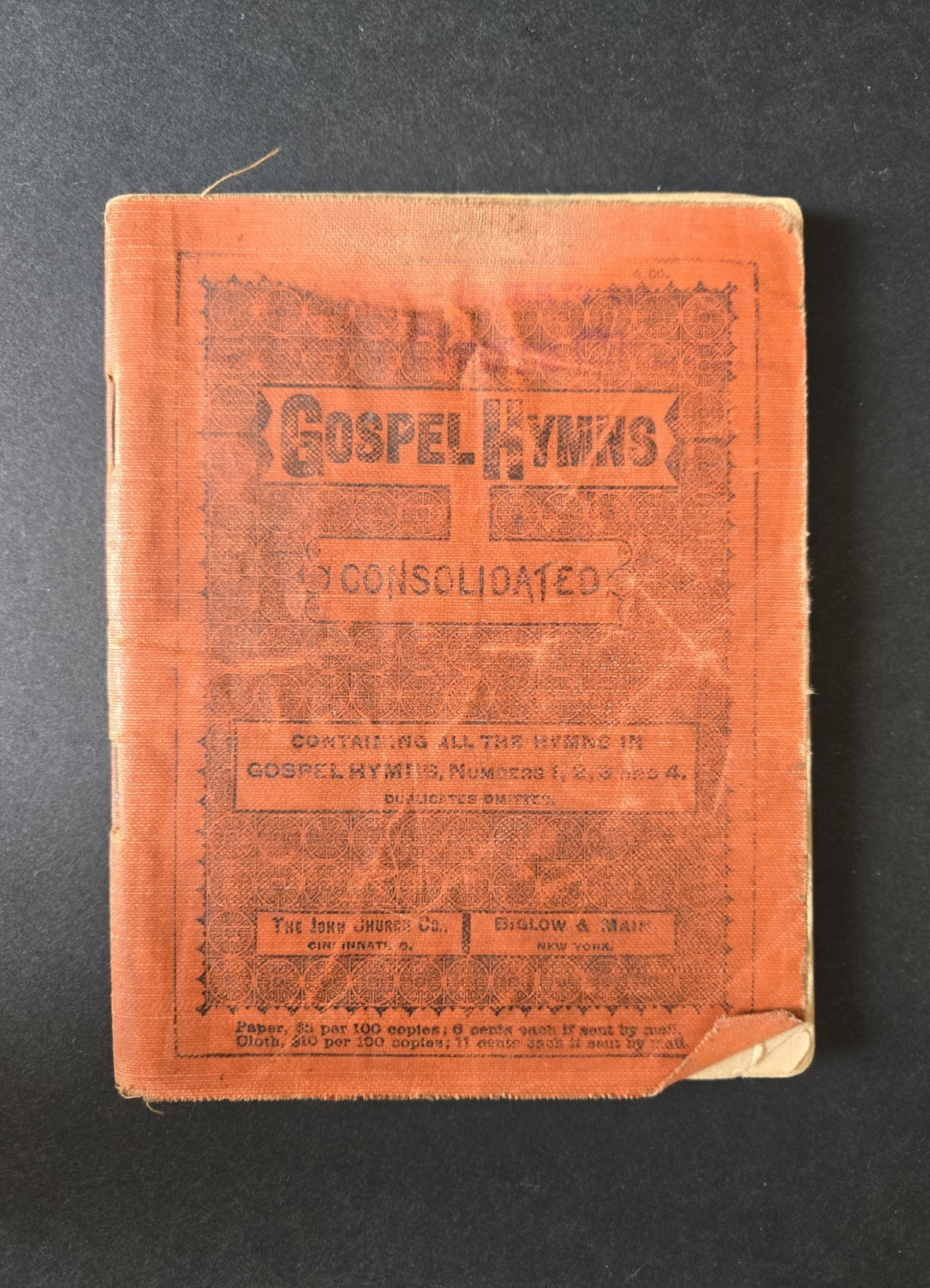 Antique 1883 Gospel Hymns Consolidated Nos 1-4 Music Pocket Hymnal Limp Cloth
