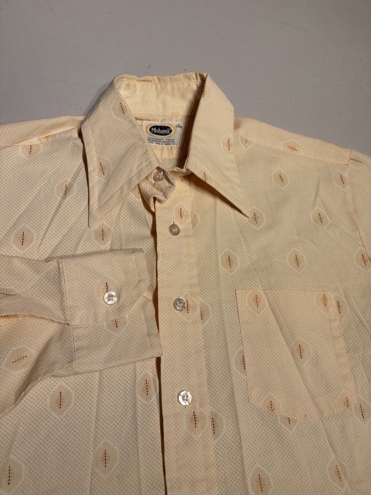 Mohawk Shirt Men’s Medium Hippie Disco Dress Saturday Night Fever Vtg 60’s 70’s