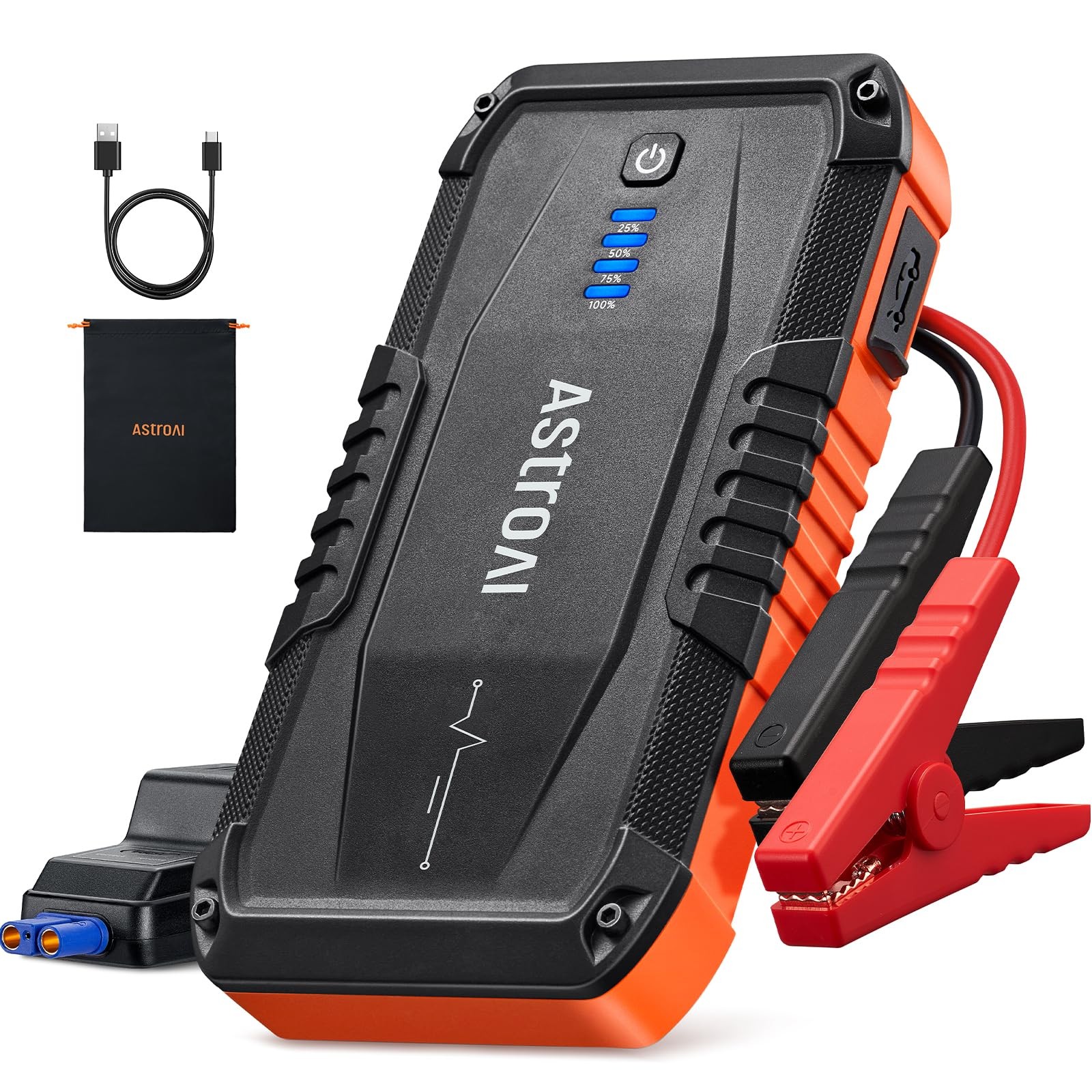 AstroAI S8 Car Battery Jump Starter 1500A - Portable 12V 1500A, Orange