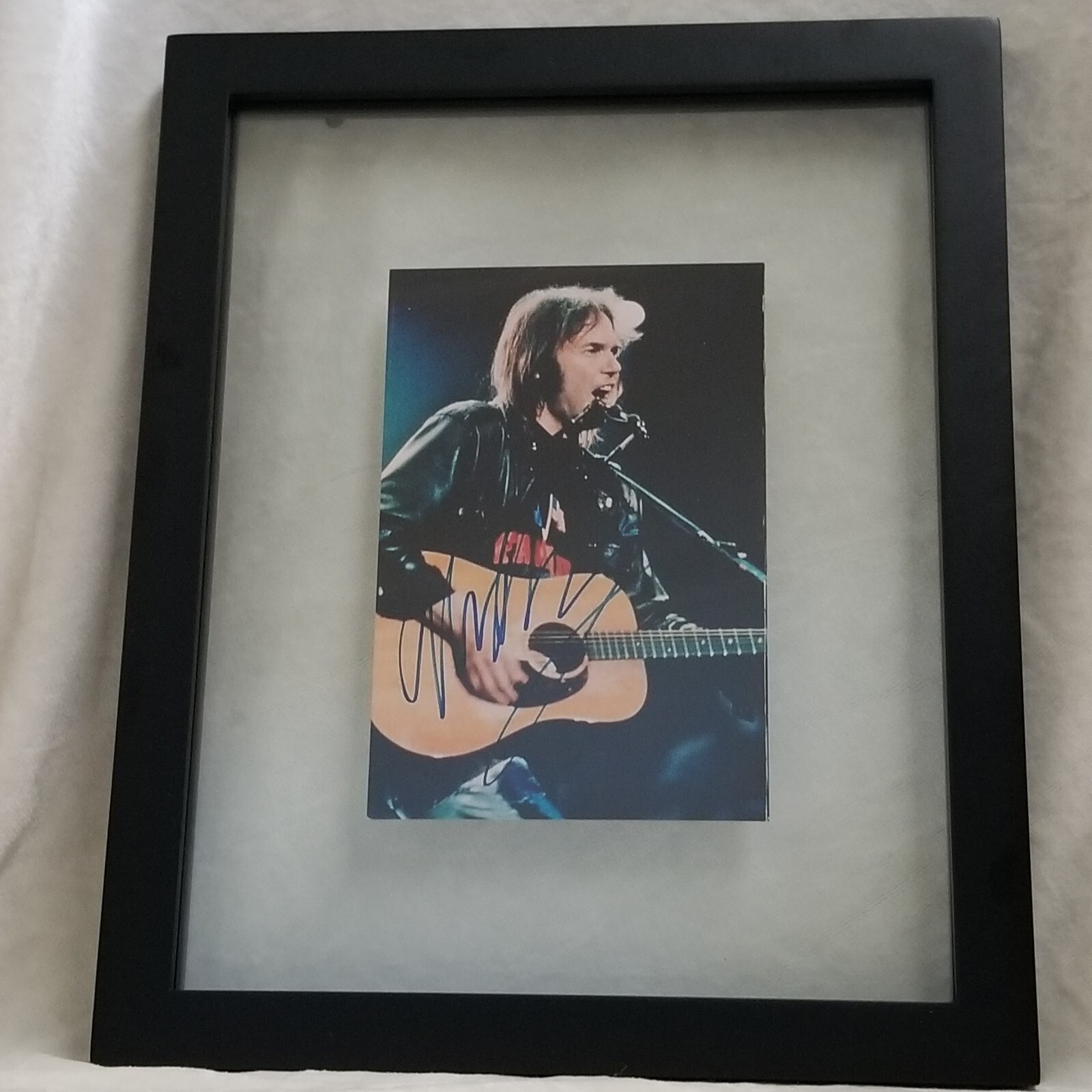 RARE Autographed NEIL YOUNG Farm Aid Performance Photo - Collector\'s Gem