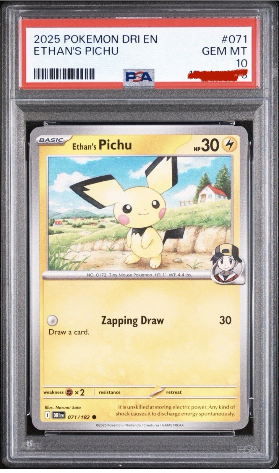 2025 POKEMON DRI EN-DESTINED RIVALS #071 ETHAN'S PICHU PSA 10