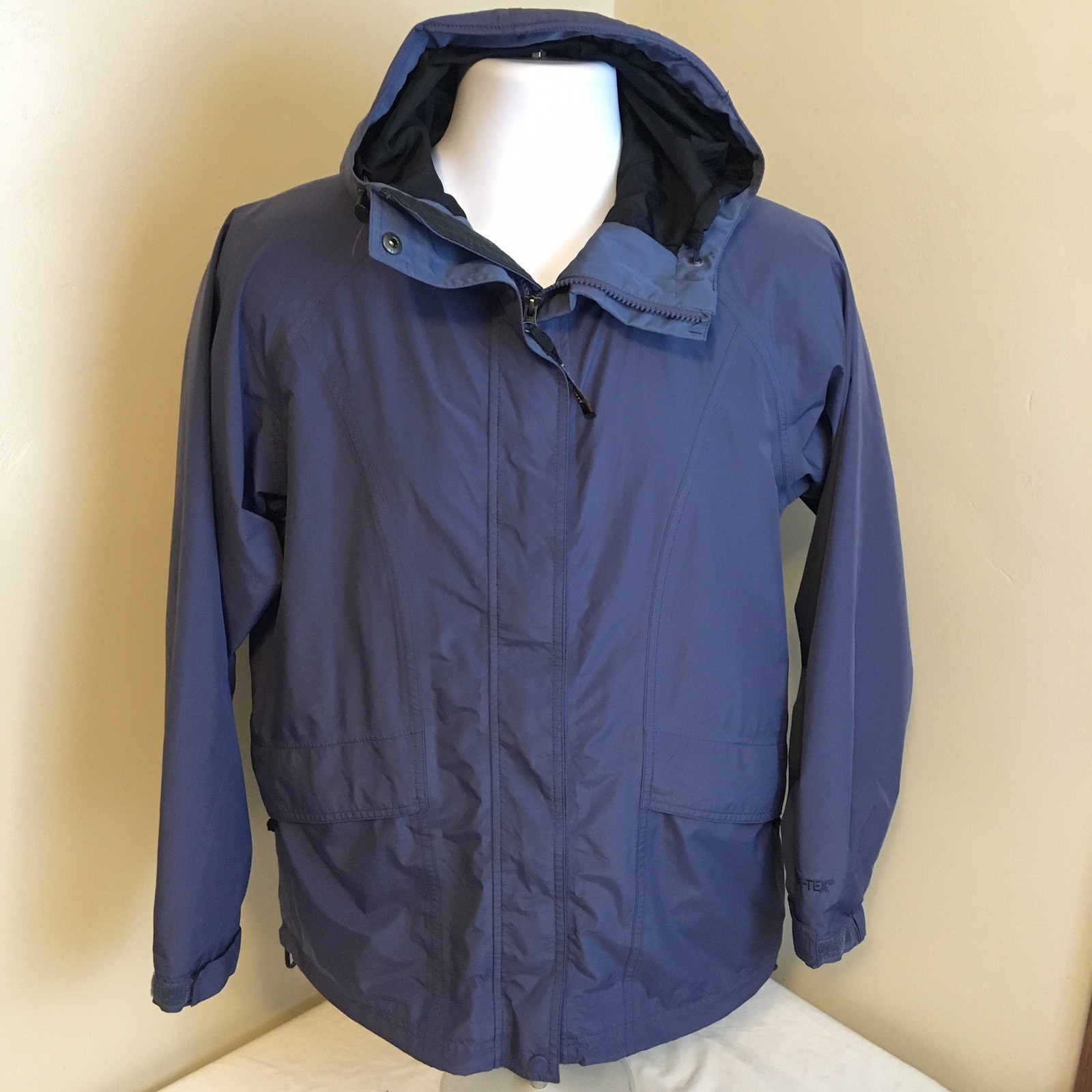 Vtg LL L.L. Bean Womens Gortex Jacket Windbreaker Full Zip w/ Hood Blue Small FS
