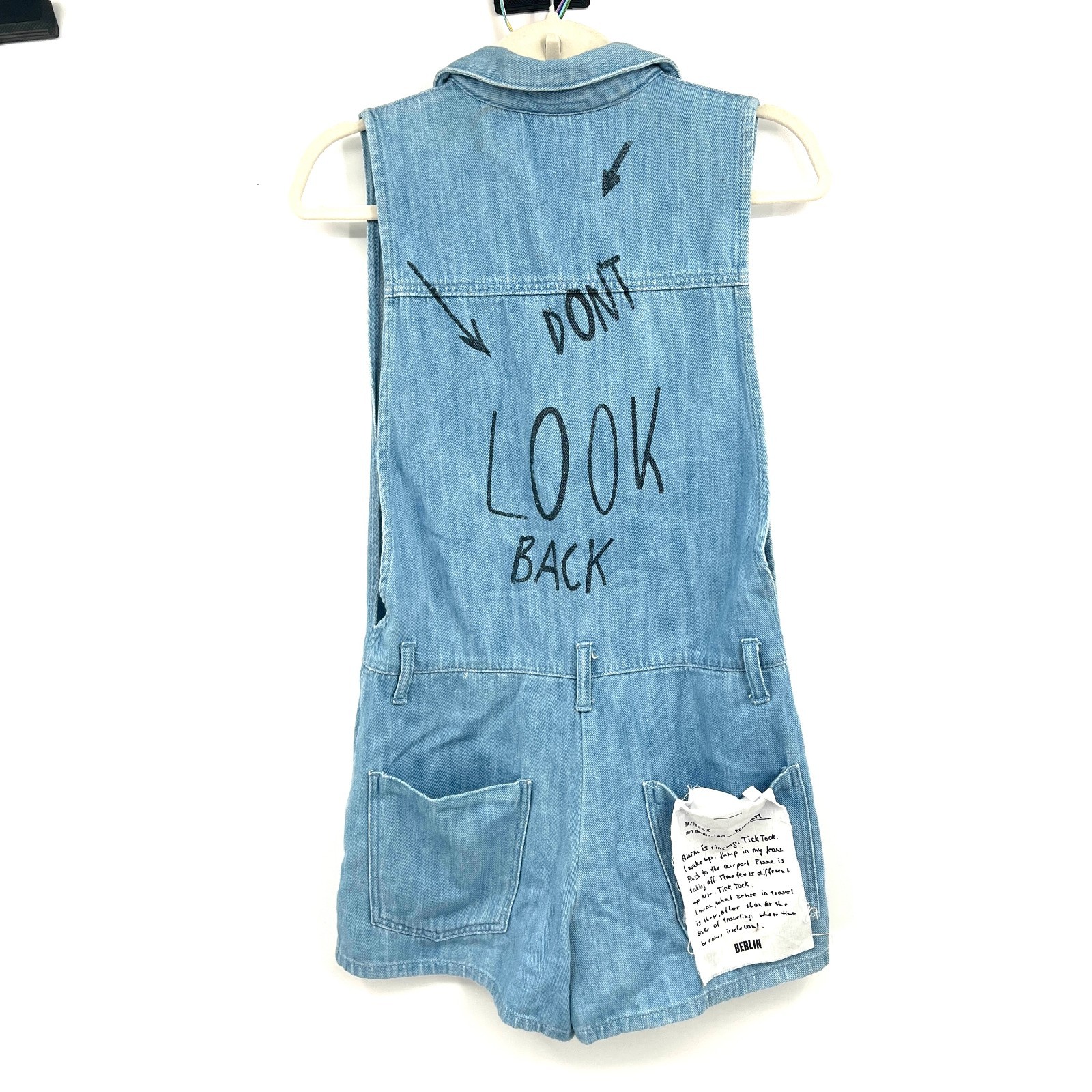 Zara Trafaluc denim romper Don\'t Look Back blue Miriam Berlin indie sleaze XS