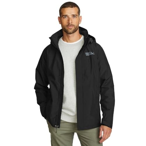 Eddie Bauer Men\'s Rainfoil Packable Waterproof Jacket Black X-Large