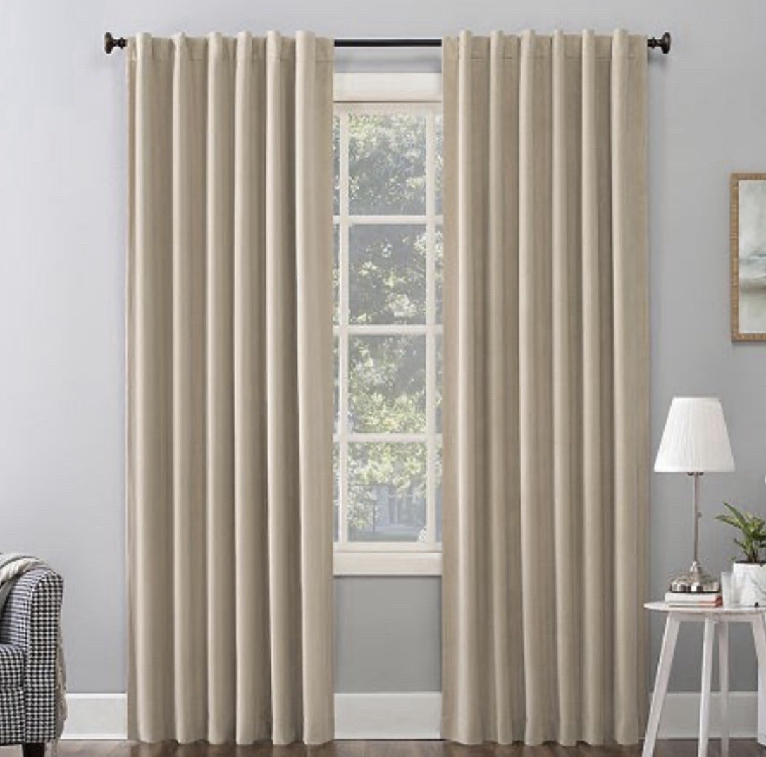 Sun Zero Amherst Velvet Blackout Curtain Panel Ecru 50x96 Thermal Noise Red NWT